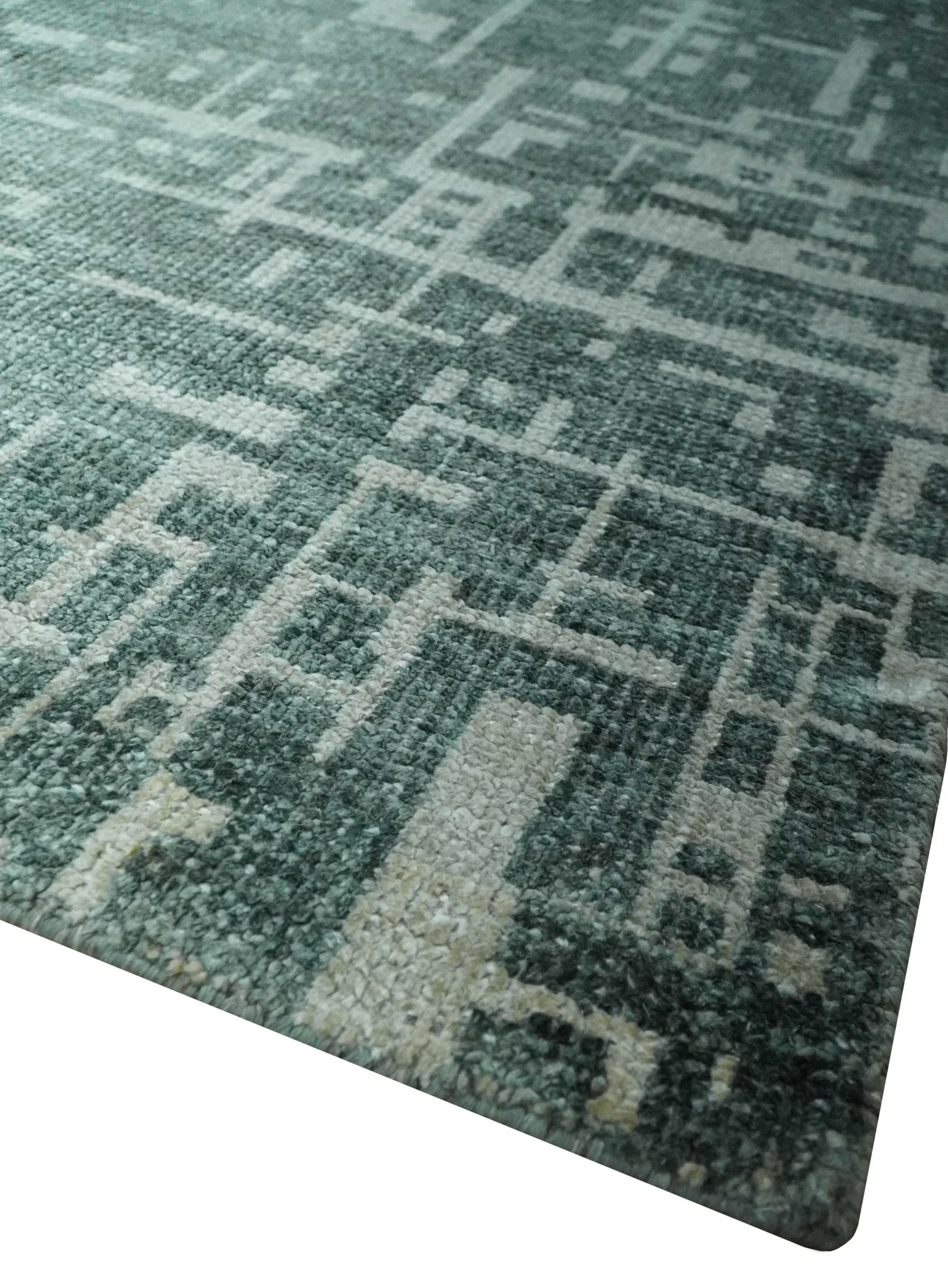 Hand Knotted Gray and Silver 5x8 Modern Abstract Contemporary Recycled Silk Rug - Image 5