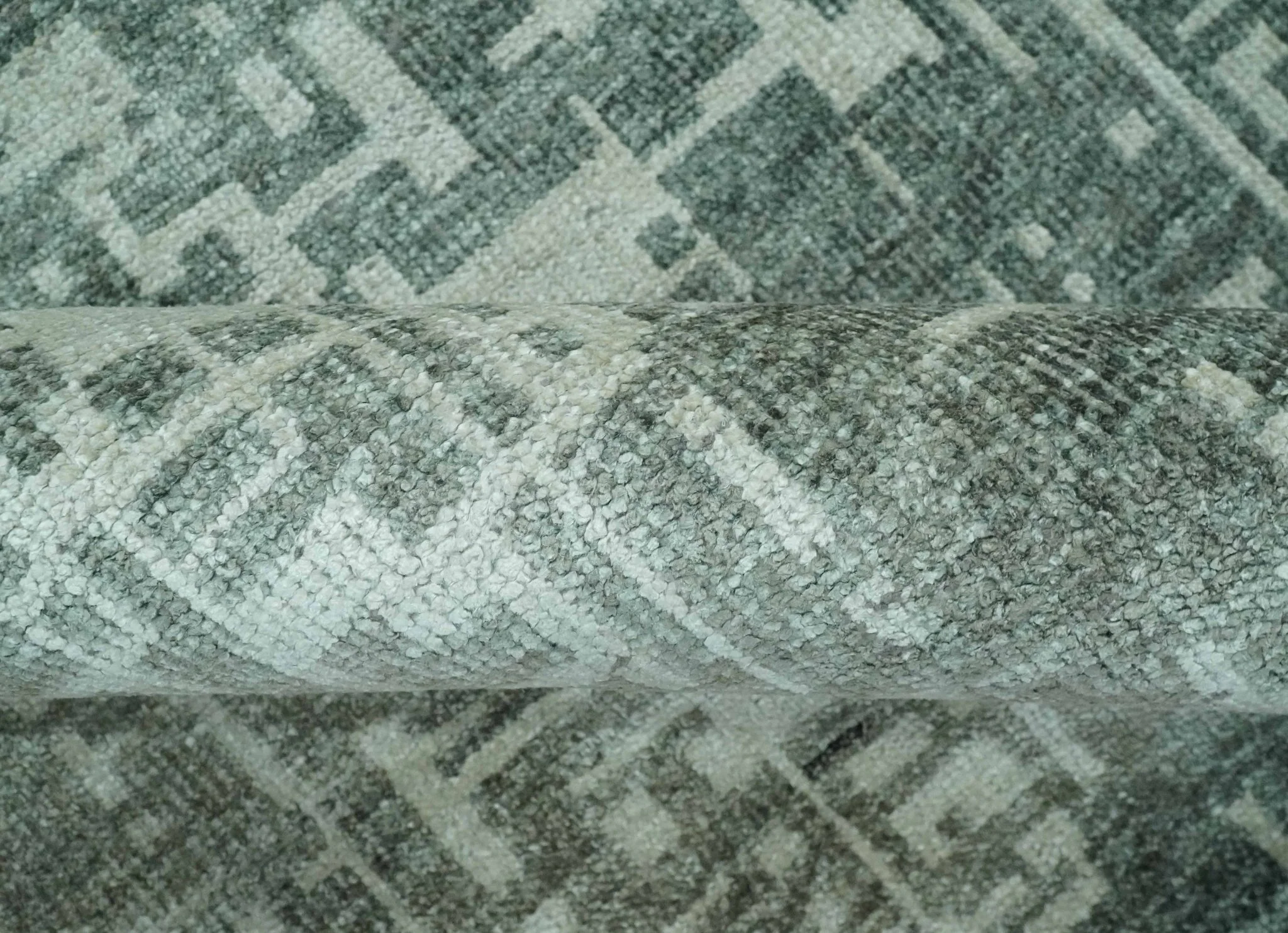 Hand Knotted Gray and Silver 5x8 Modern Abstract Contemporary Recycled Silk Rug - Image 6