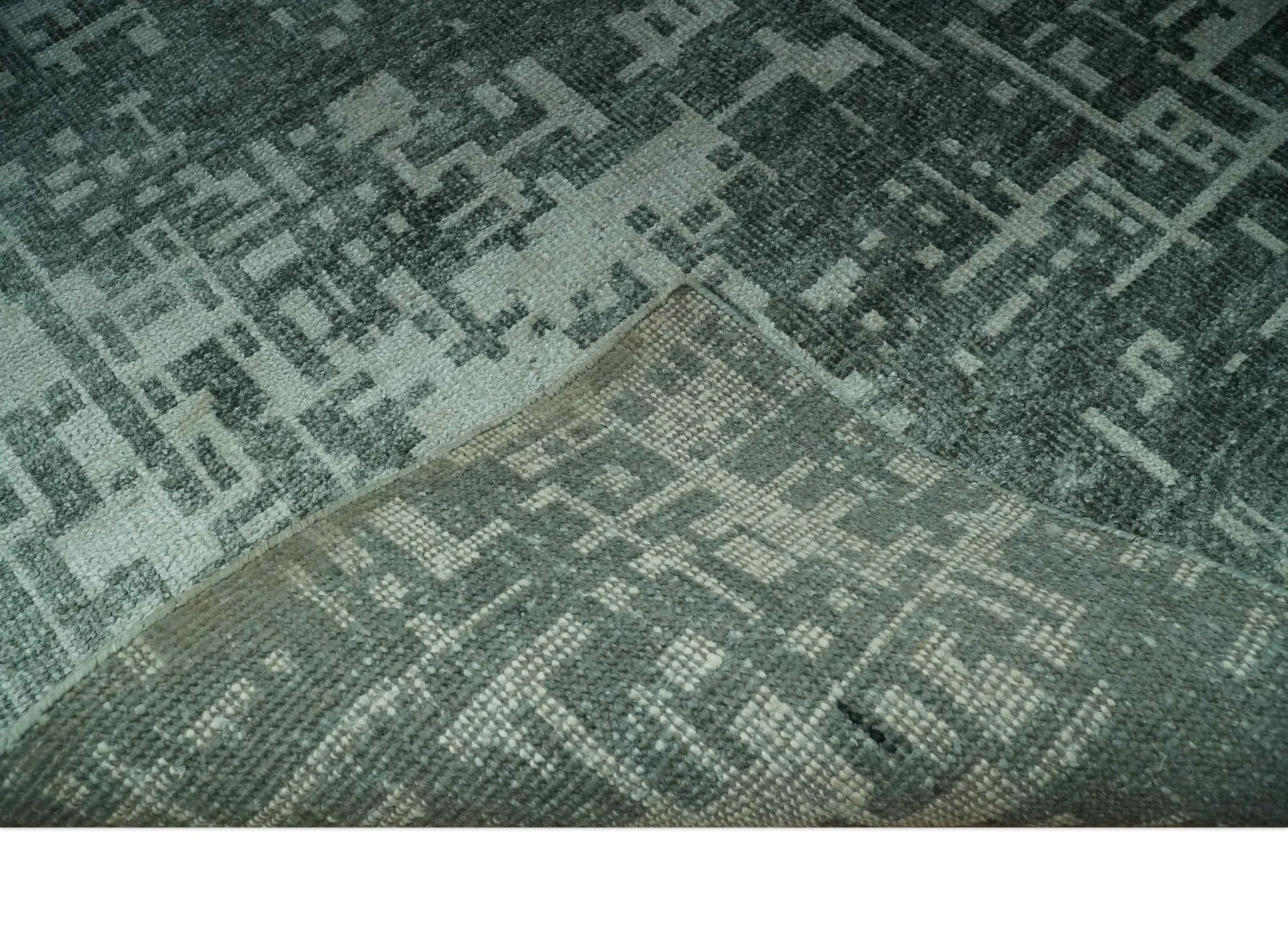 Hand Knotted Gray and Silver 5x8 Modern Abstract Contemporary Recycled Silk Rug - Image 7