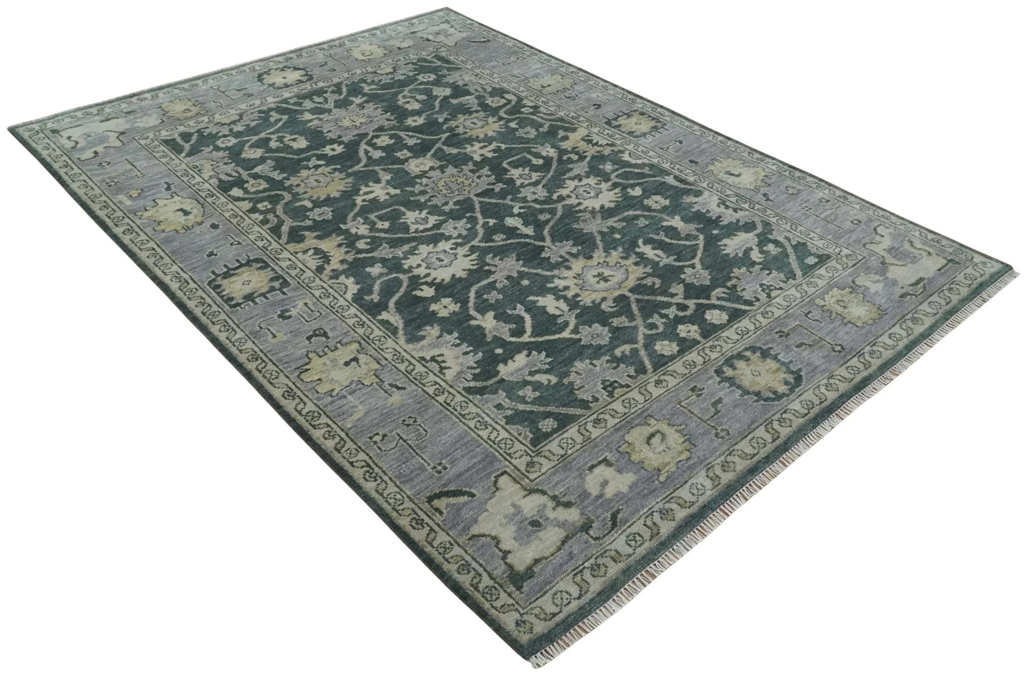 Hand Knotted Gray and Silver Traditional Antique Wool Area Rug, Living Room and Bedroom Rug - Image 9