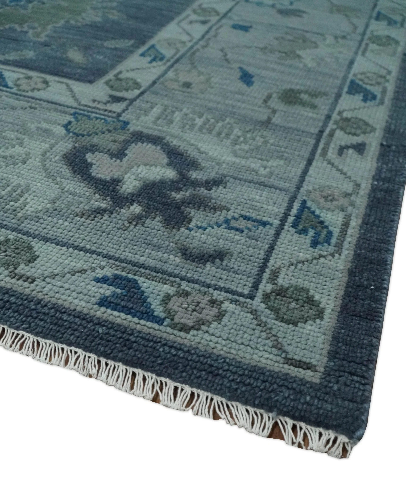 Hand Knotted Gray and Silver Traditional Multi Size Oushak Wool Rug - Image 5