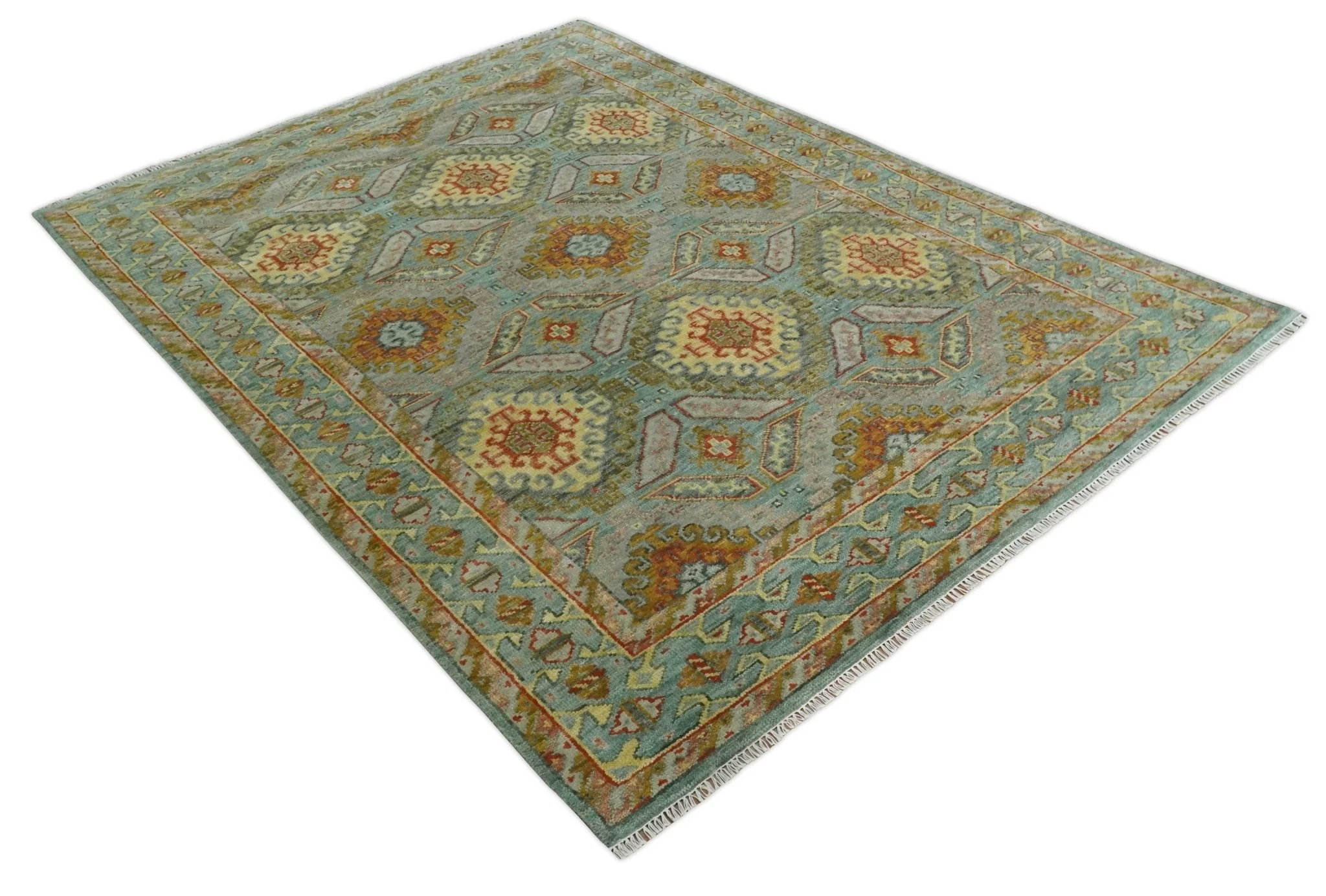 9x12 Hand Knotted Gray, Silver and Beige Oriental Traditional Wool Area Rug, Living Room and Bedroom Rug - Image 9