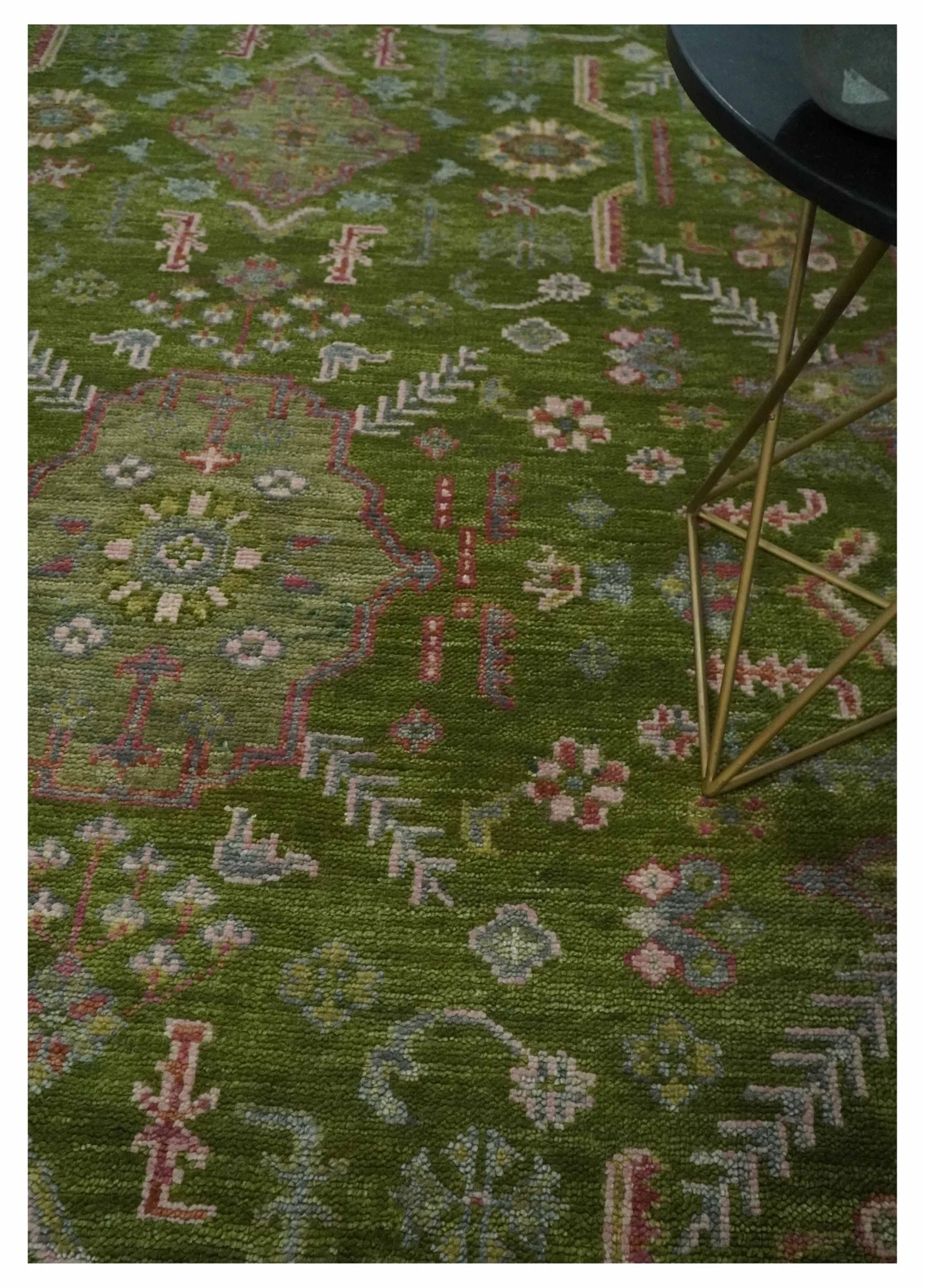 Hand Knotted Green and Silver Traditional Multi Size Antique Wool Area Rug - Image 2
