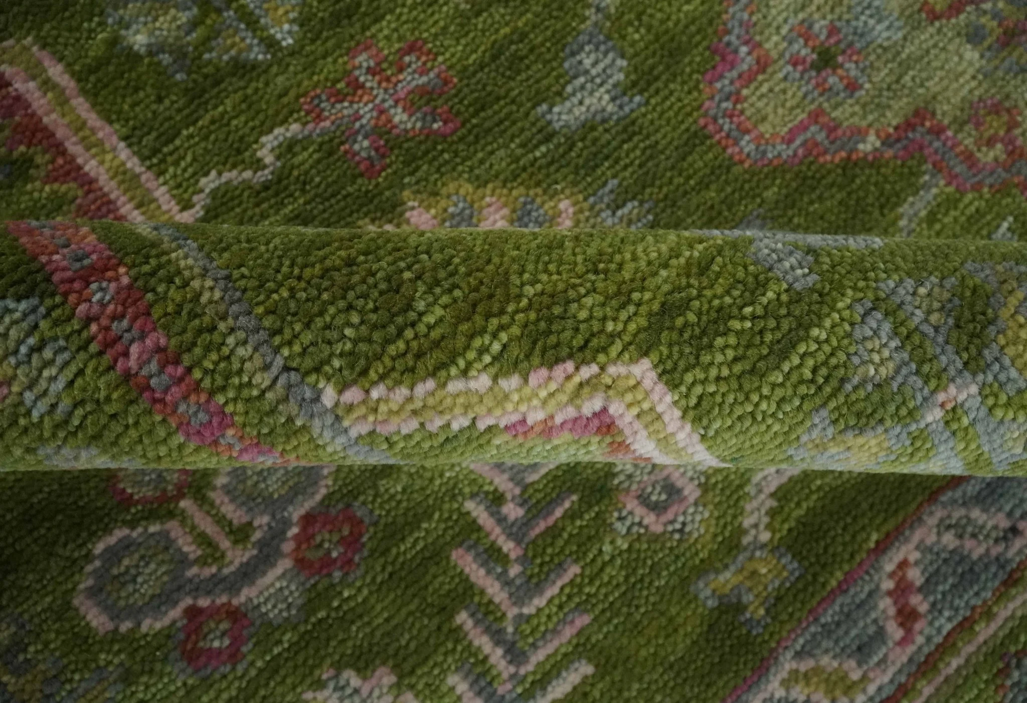 Hand Knotted Green and Silver Traditional Multi Size Antique Wool Area Rug - Image 6