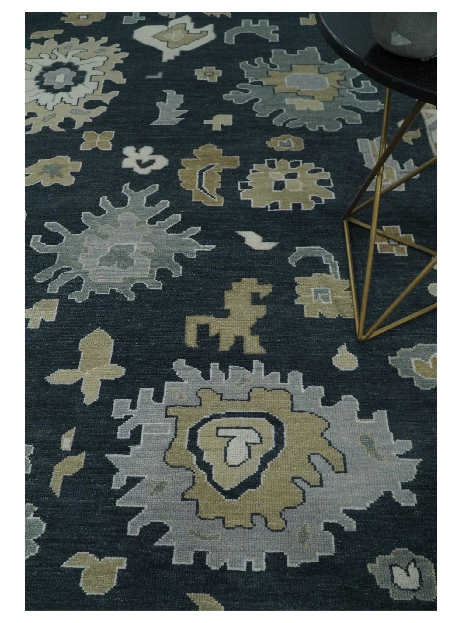 Traditional Hand Knotted Green, Beige, Silver and Ivory Multi Size Oushak Wool Area Rug - Image 2