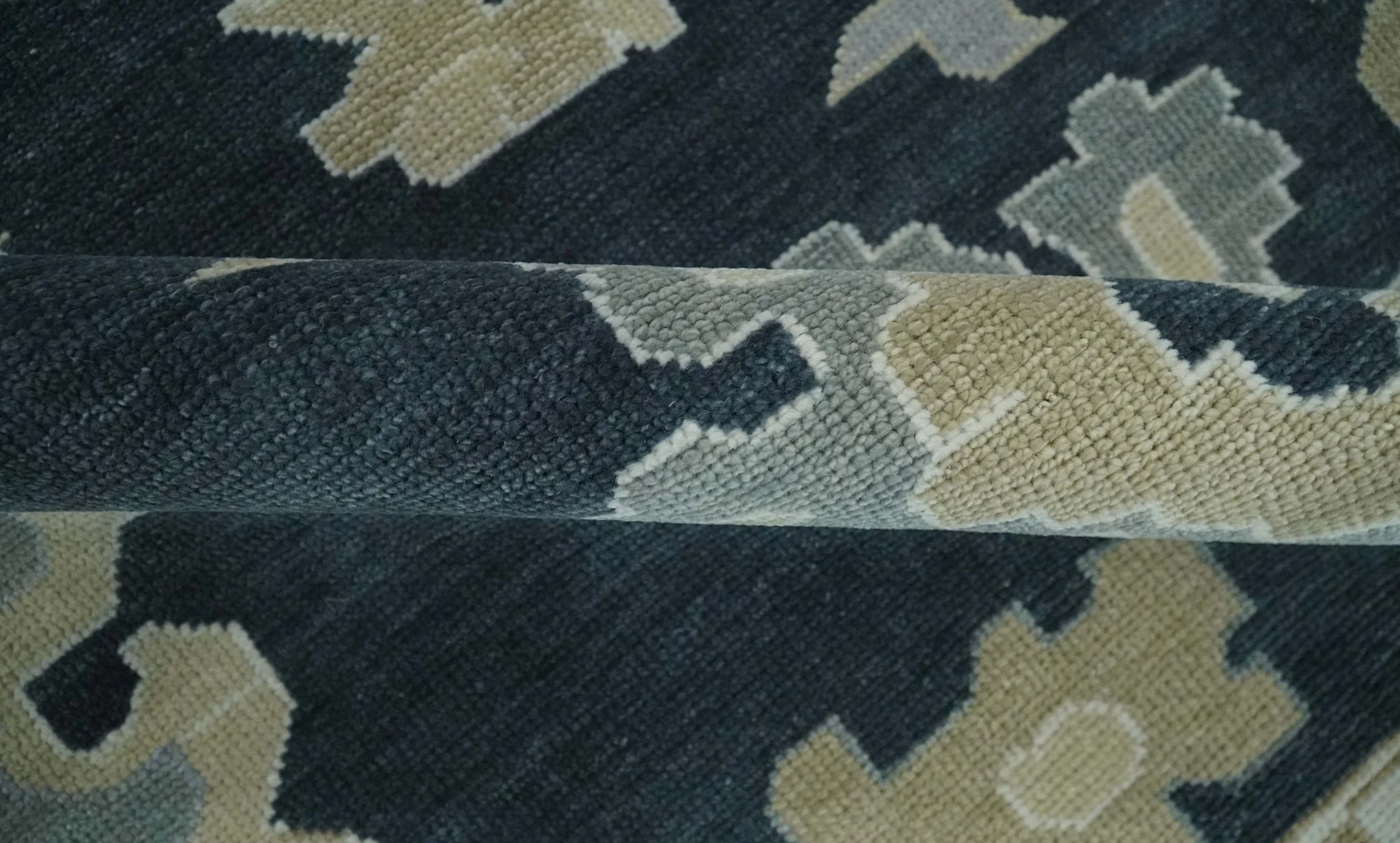 Traditional Hand Knotted Green, Beige, Silver and Ivory Multi Size Oushak Wool Area Rug - Image 6