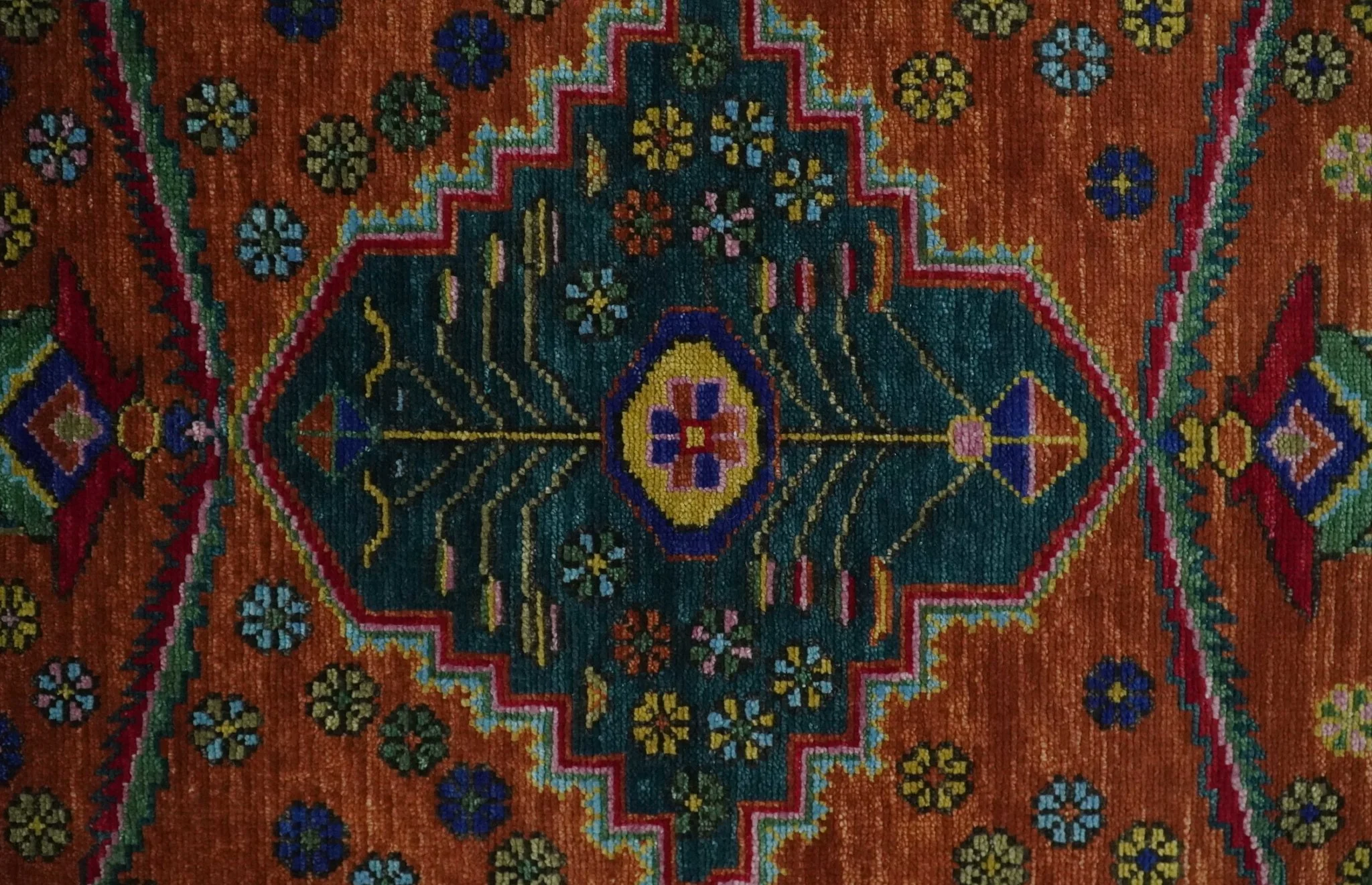 Hand Knotted Green, Rust, Yellow, Pink and Blue Traditional Floral Multi Size Wool Area Rug - Image 11