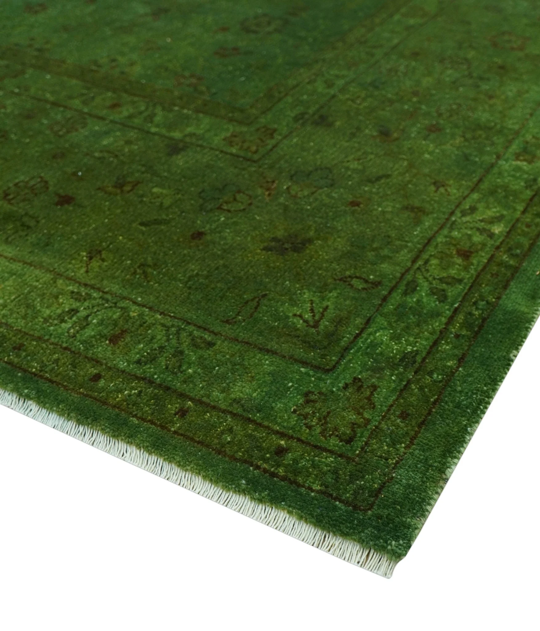 Hand Knotted Green Overdyed Traditional Oushak Design 9x12 Wool Area Rug - Image 10