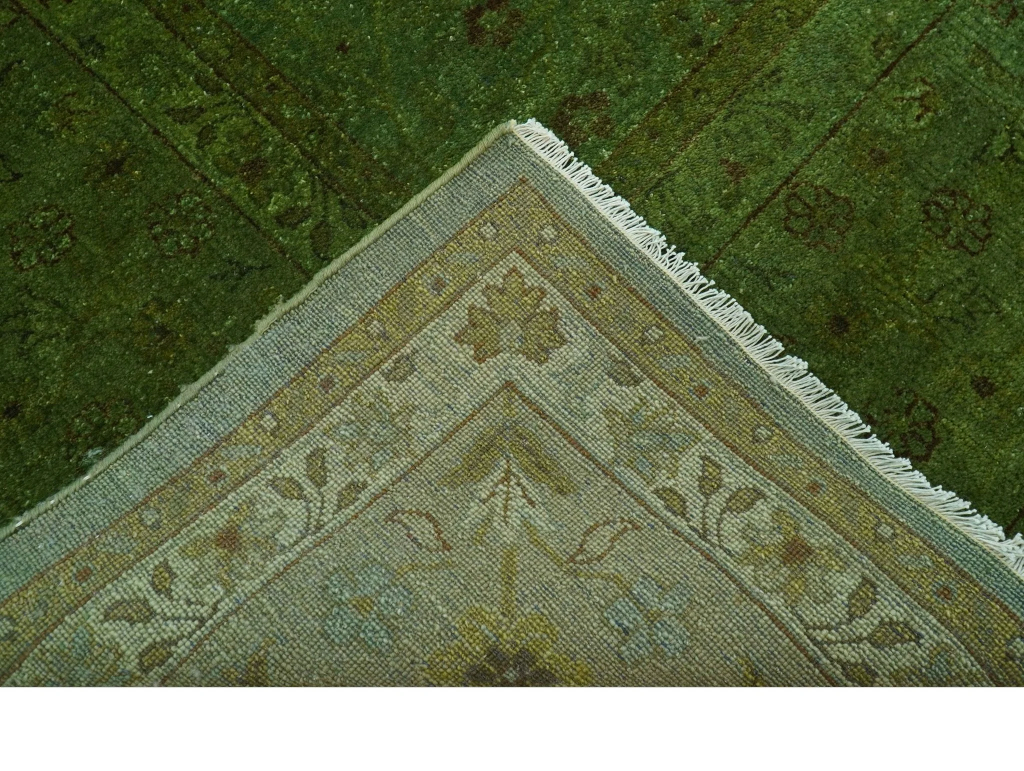 Hand Knotted Green Overdyed Traditional Oushak Design 9x12 Wool Area Rug - Image 5