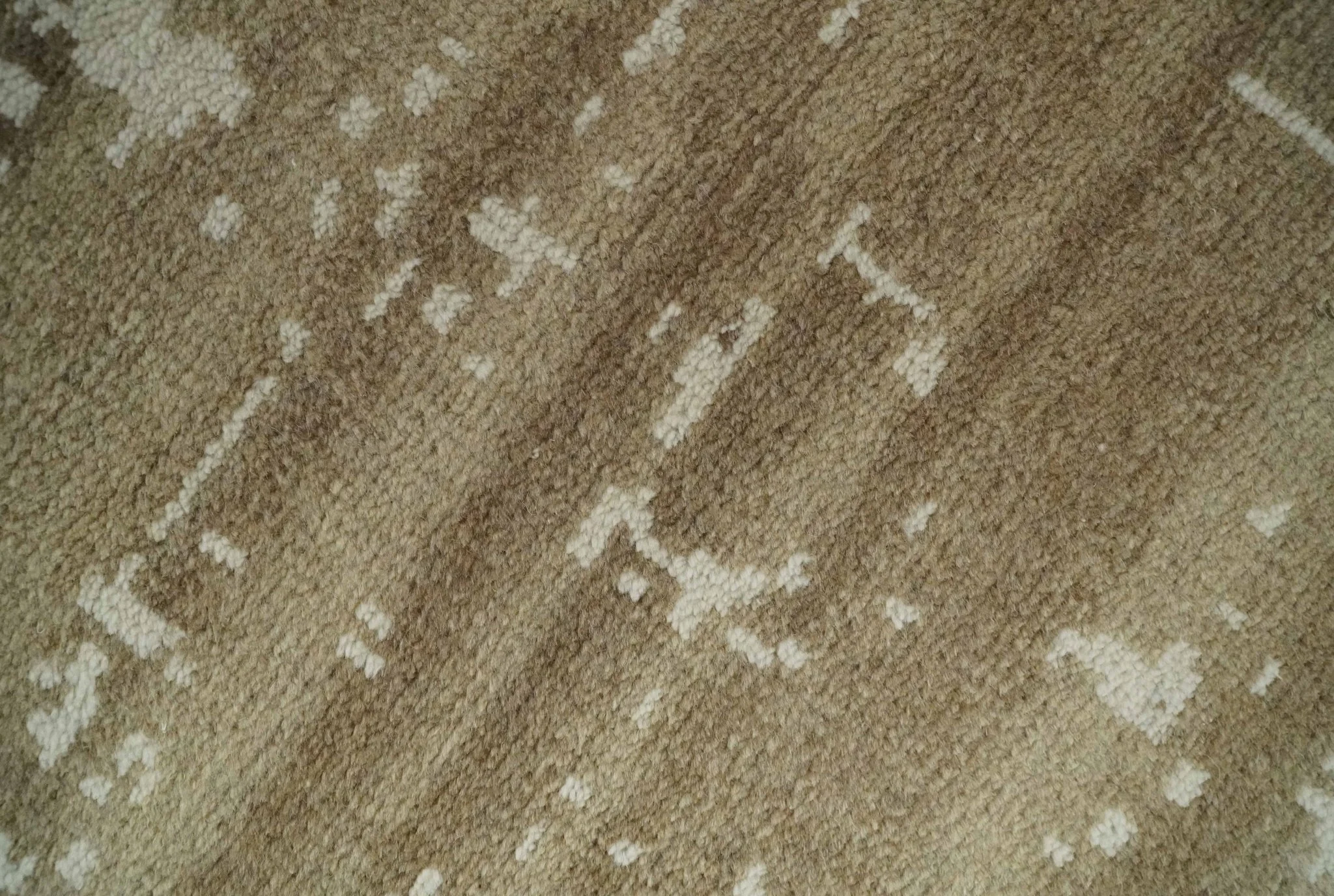 Custom Made Neutral Earthy Brown and Beige Chic Hand Knotted Natural Wool Minimal Area rug - Image 4