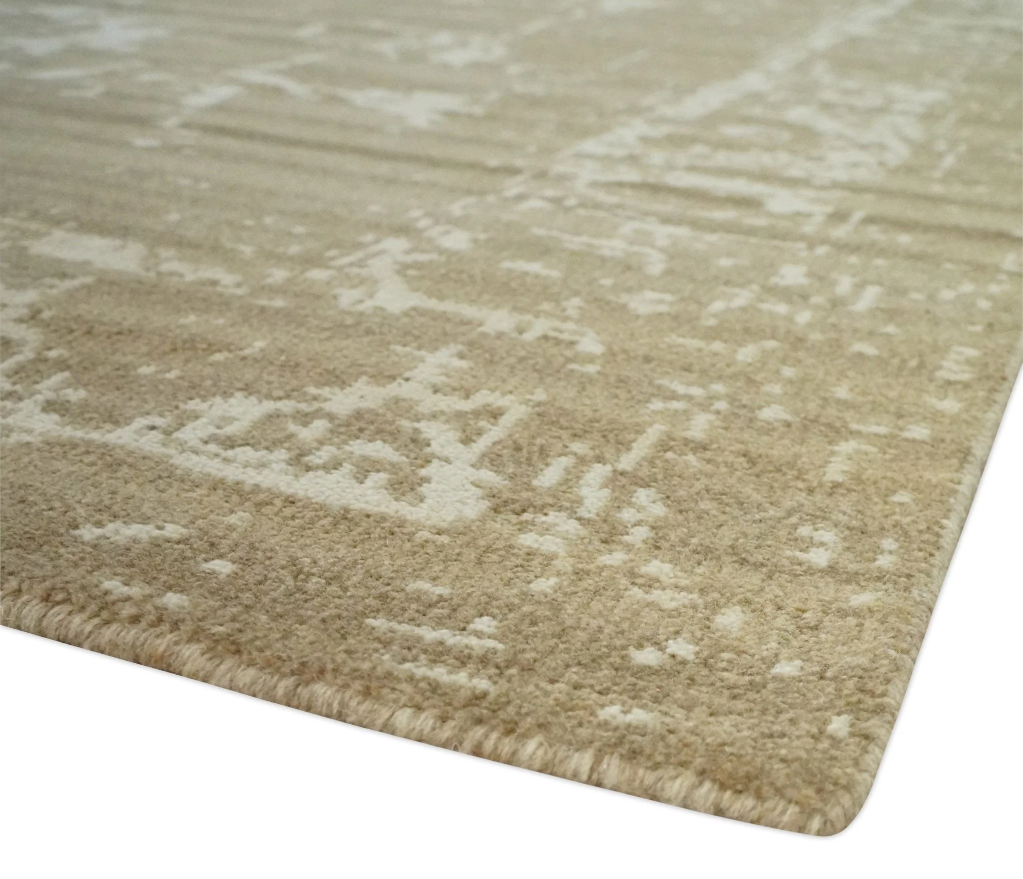 Custom Made Neutral Earthy Brown and Beige Chic Hand Knotted Natural Wool Minimal Area rug - Image 5