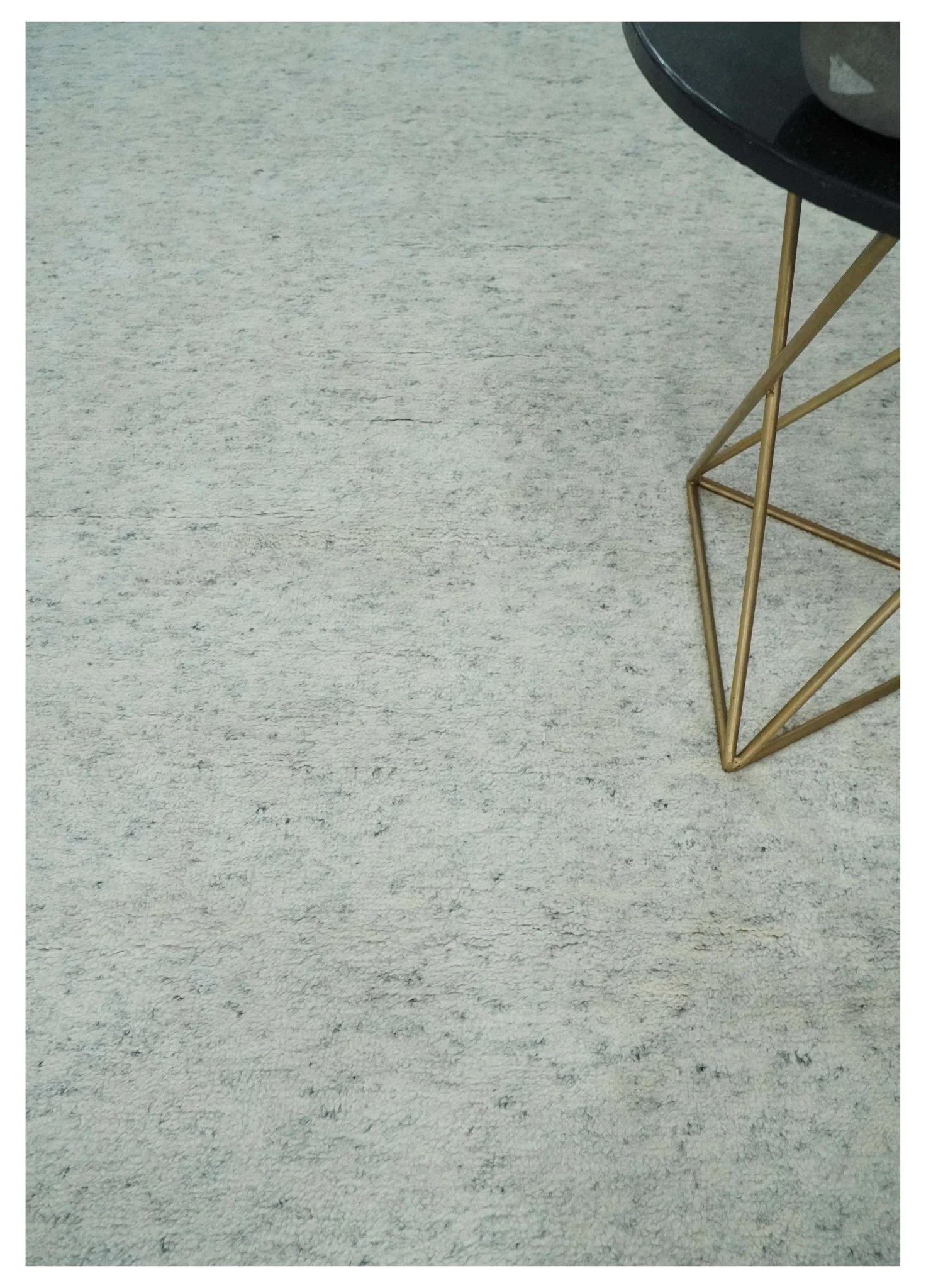 Minimalist Fine Hand Knotted Ivory and Silver 9x12 Rug Made with Fine Wool, Solid Rug | AC37912 - Image 2