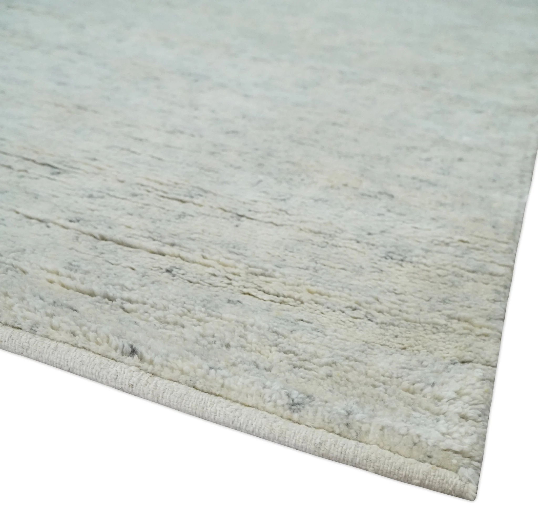 Minimalist Fine Hand Knotted Ivory and Silver 9x12 Rug Made with Fine Wool, Solid Rug | AC37912 - Image 5