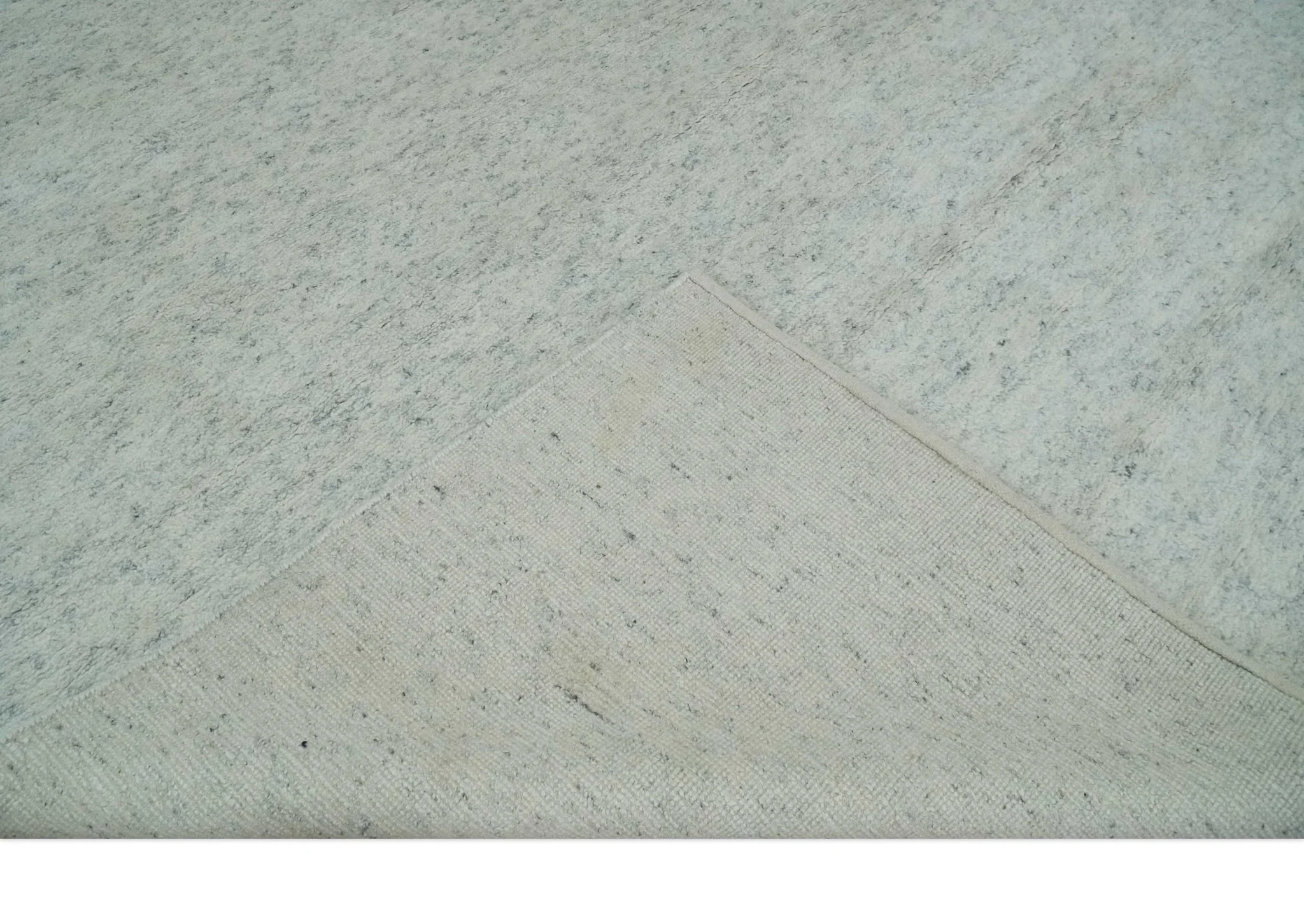 Minimalist Fine Hand Knotted Ivory and Silver 9x12 Rug Made with Fine Wool, Solid Rug | AC37912 - Image 7