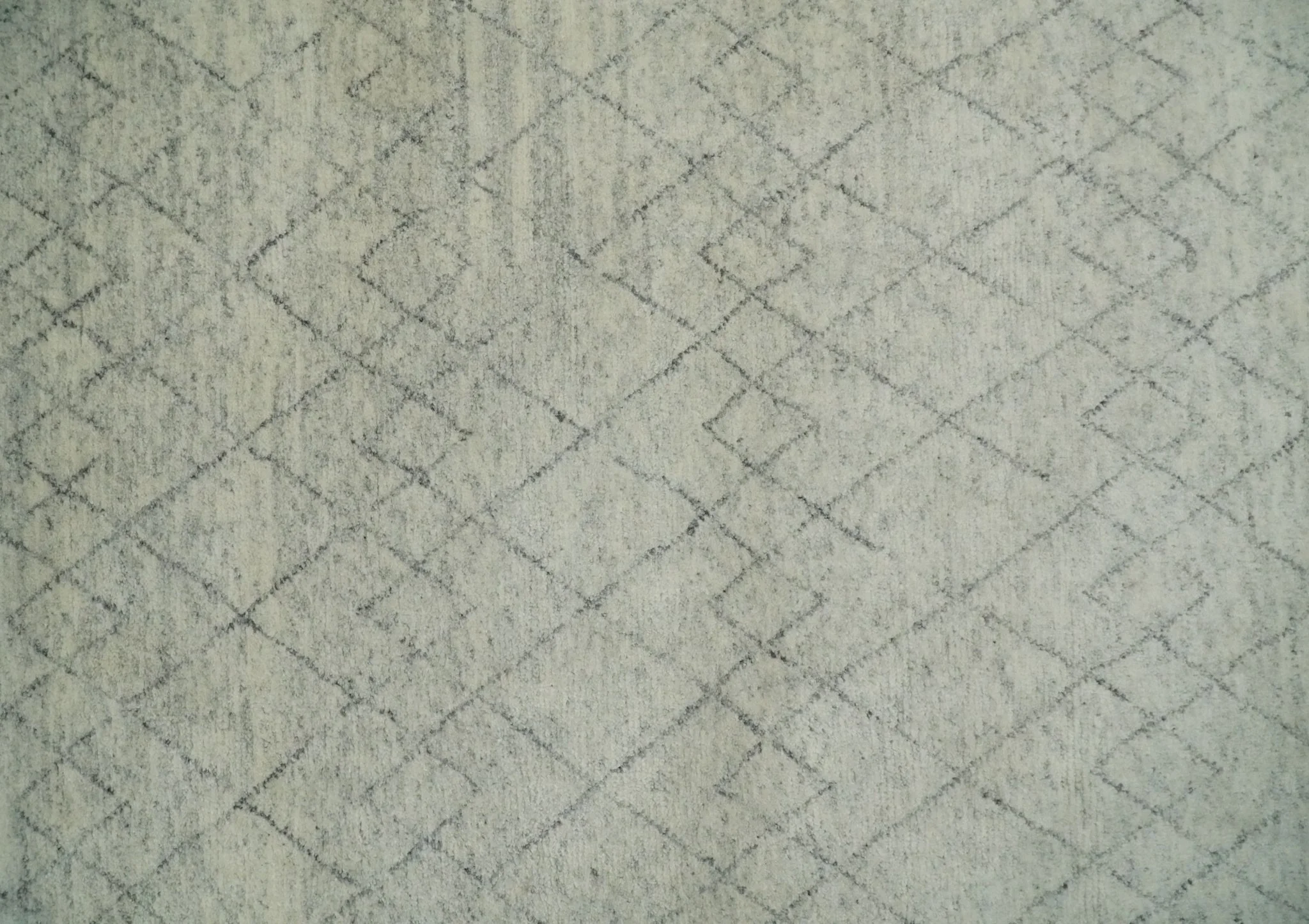 Hand Knotted Ivory and Charcoal 9x12 Trellis Moroccan Rug Made with Fine Wool | TRDCP654912 - Image 12