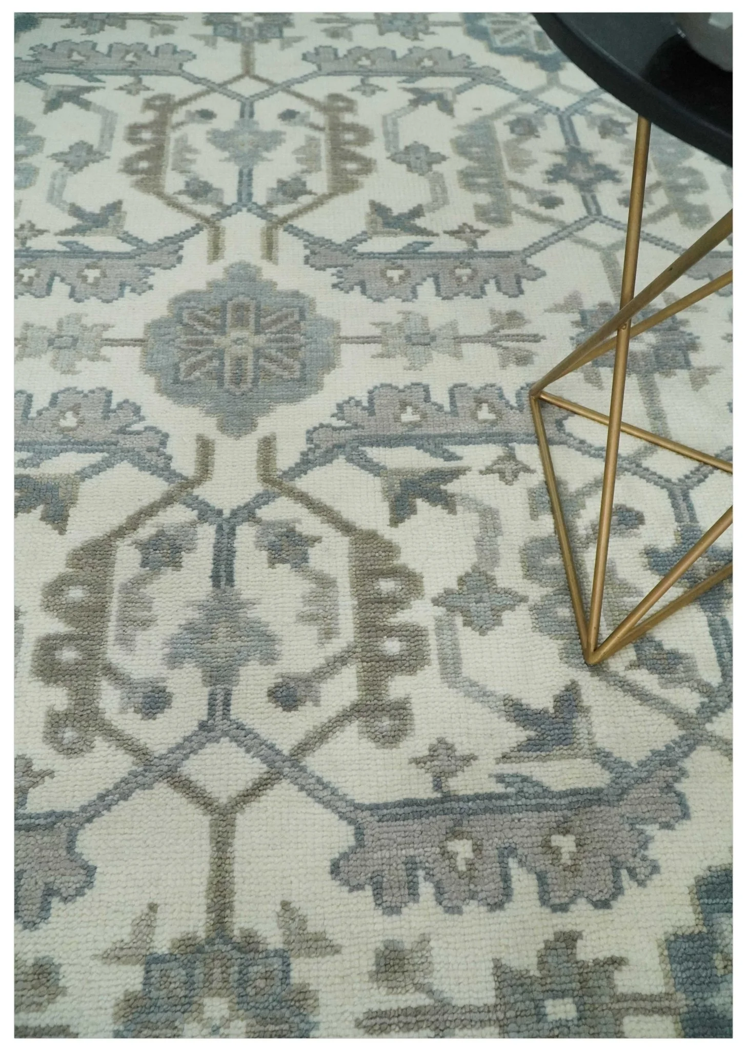 Custom Made Hand Knotted Ivory and Silver Oriental Oushak Multi Size Traditional Wool Area Rug, Living Room and Bedroom Rug - Image 2