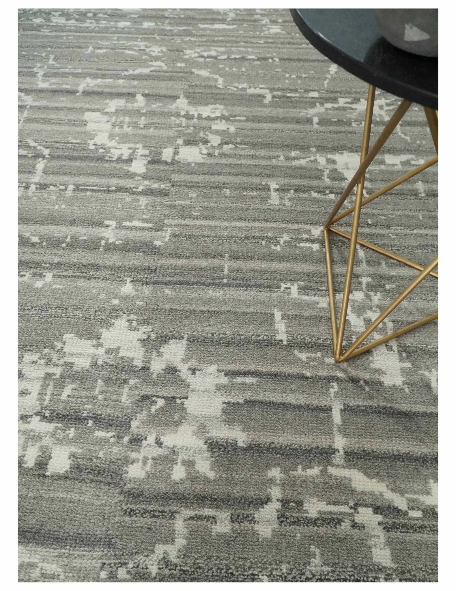 Hand Knotted Ivory and Charcoal Traditional Abstract Natural Wool Custom Made Area Rug, Kids, Living Room and Bedroom Rug - Image 2