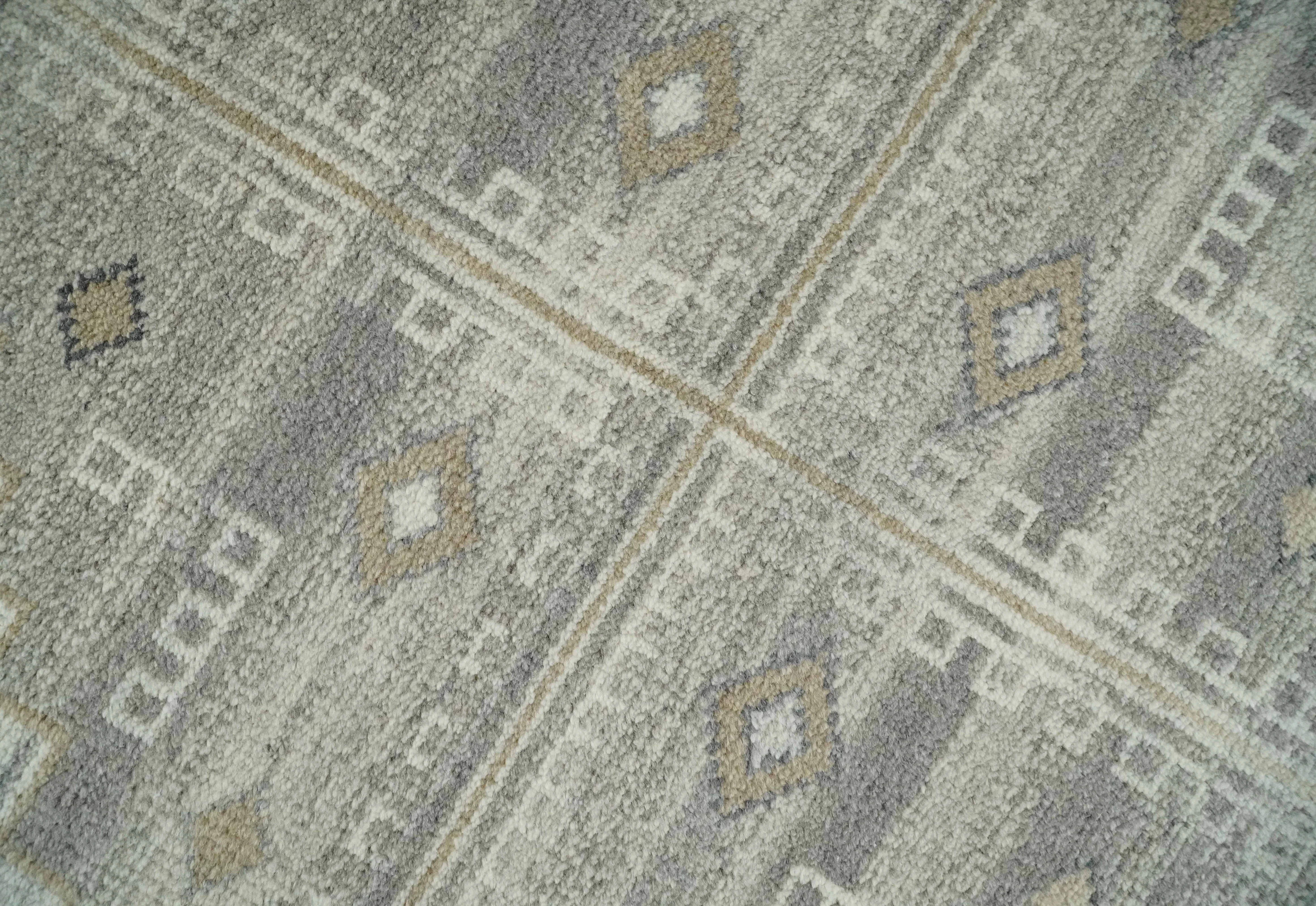 Natural Wool Hand Knotted Ivory and Gray Traditional Multi size wool Area Rug, Kids, Living Room and Bedroom Rug - Image 4