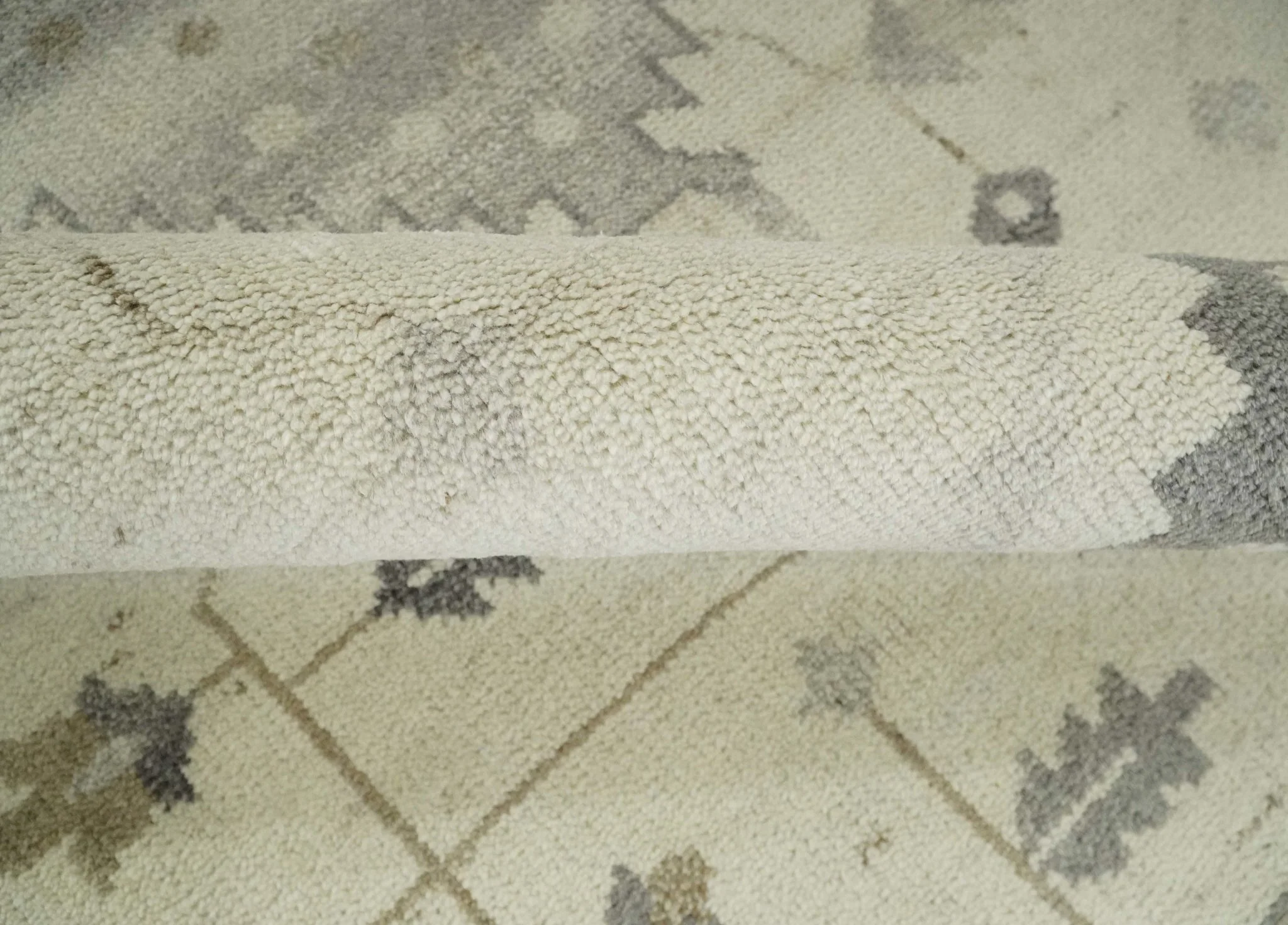 Custom Made Hand Knotted Ivory and Charcoal Traditional Tribal Natural Wool Area Rug, Kids, Living Room and Bedroom Rug - Image 6