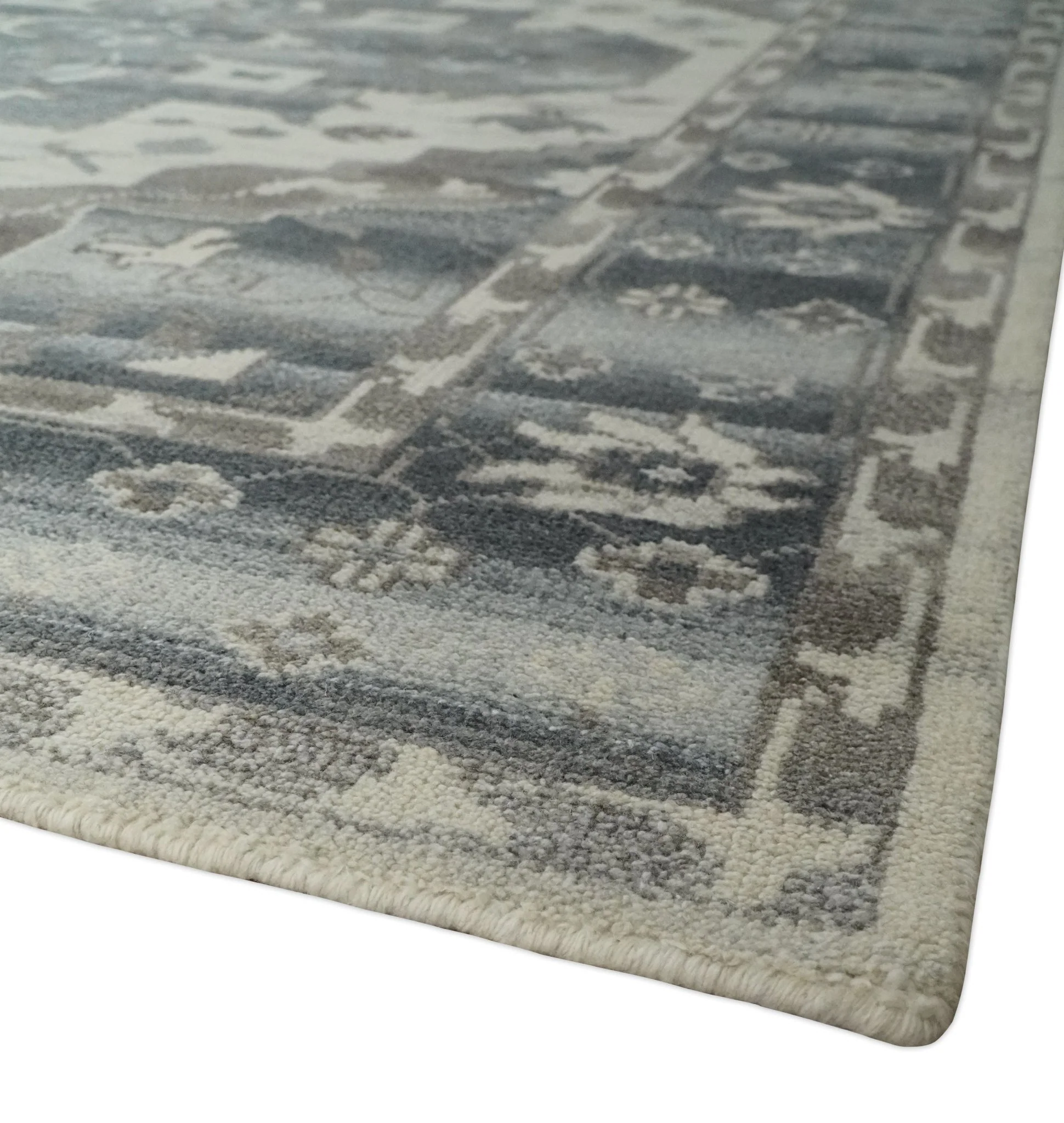 Hand Knotted Gray, Beige and Charcoal Traditional Heriz Serapi Multi size Wool Area Rug, Kids, Living Room and Bedroom Rug - Image 5