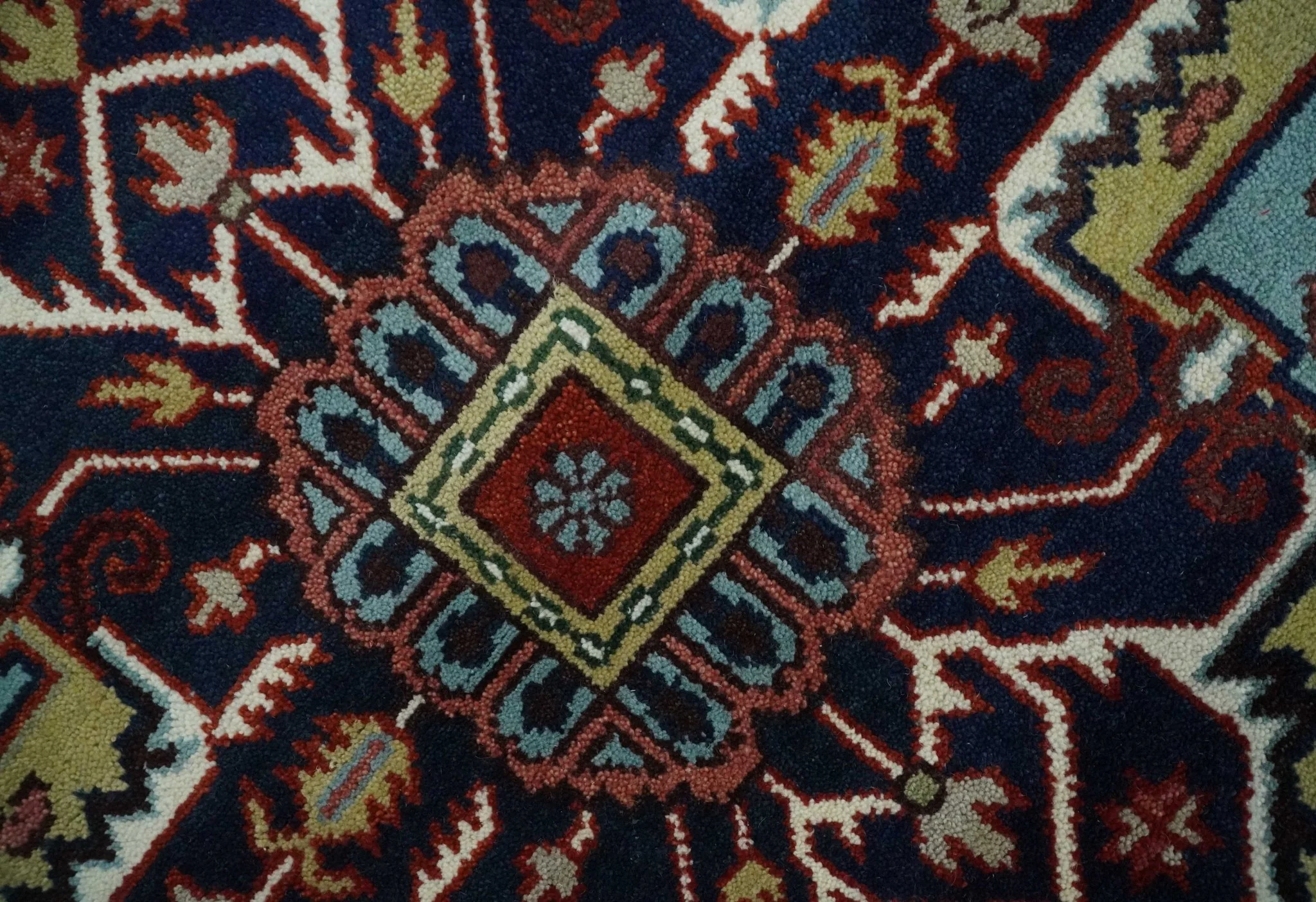 Hand Knotted Ivory, Brown and Blue 9x12 Traditional Antique Syle Wool Area Rug - Image 4