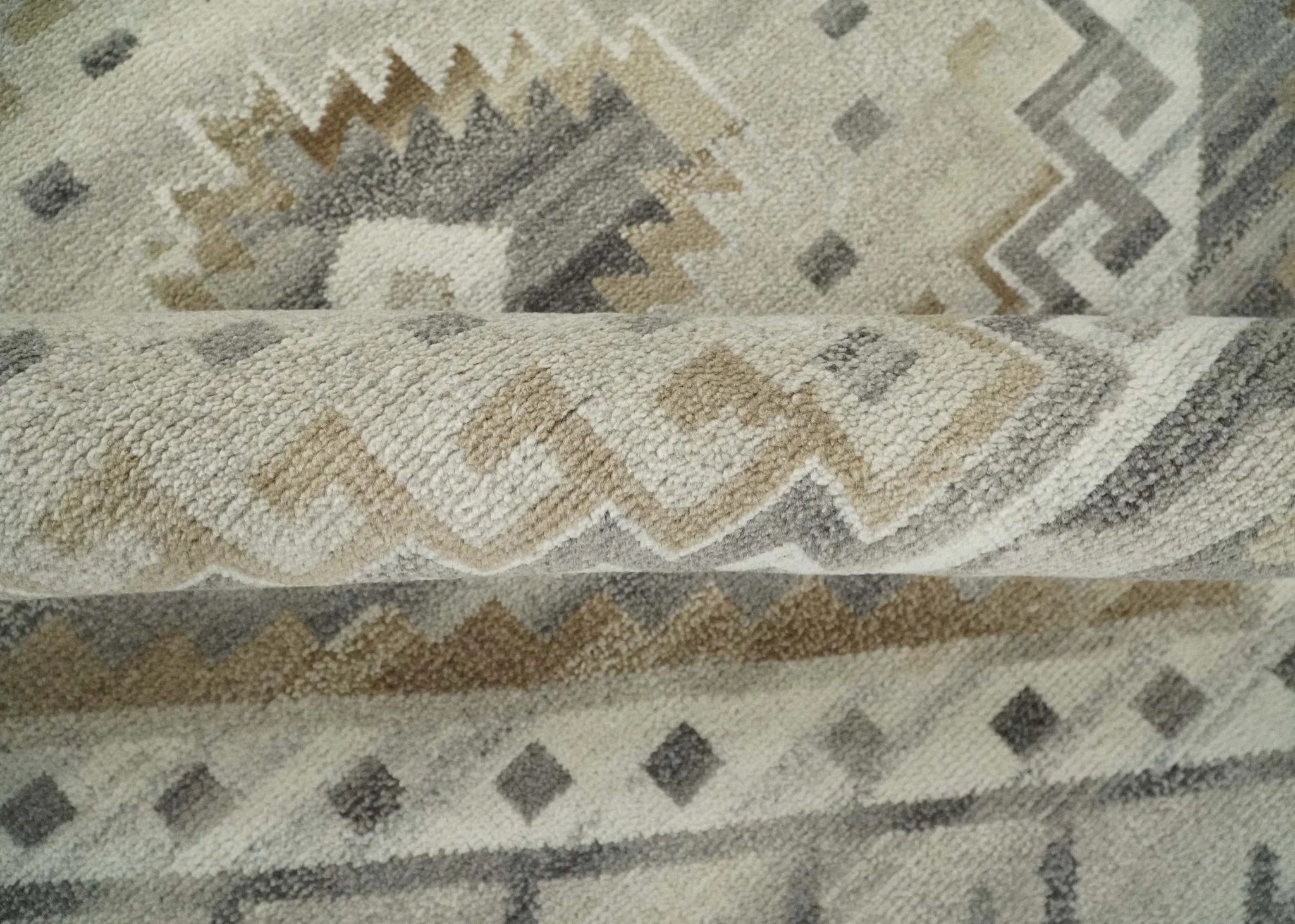 Hand Knotted Ivory, Charcoal and Beige Traditional Medallion Natural Wool Custom Made Area Rug, Kids, Living Room and Bedroom Rug - Image 6