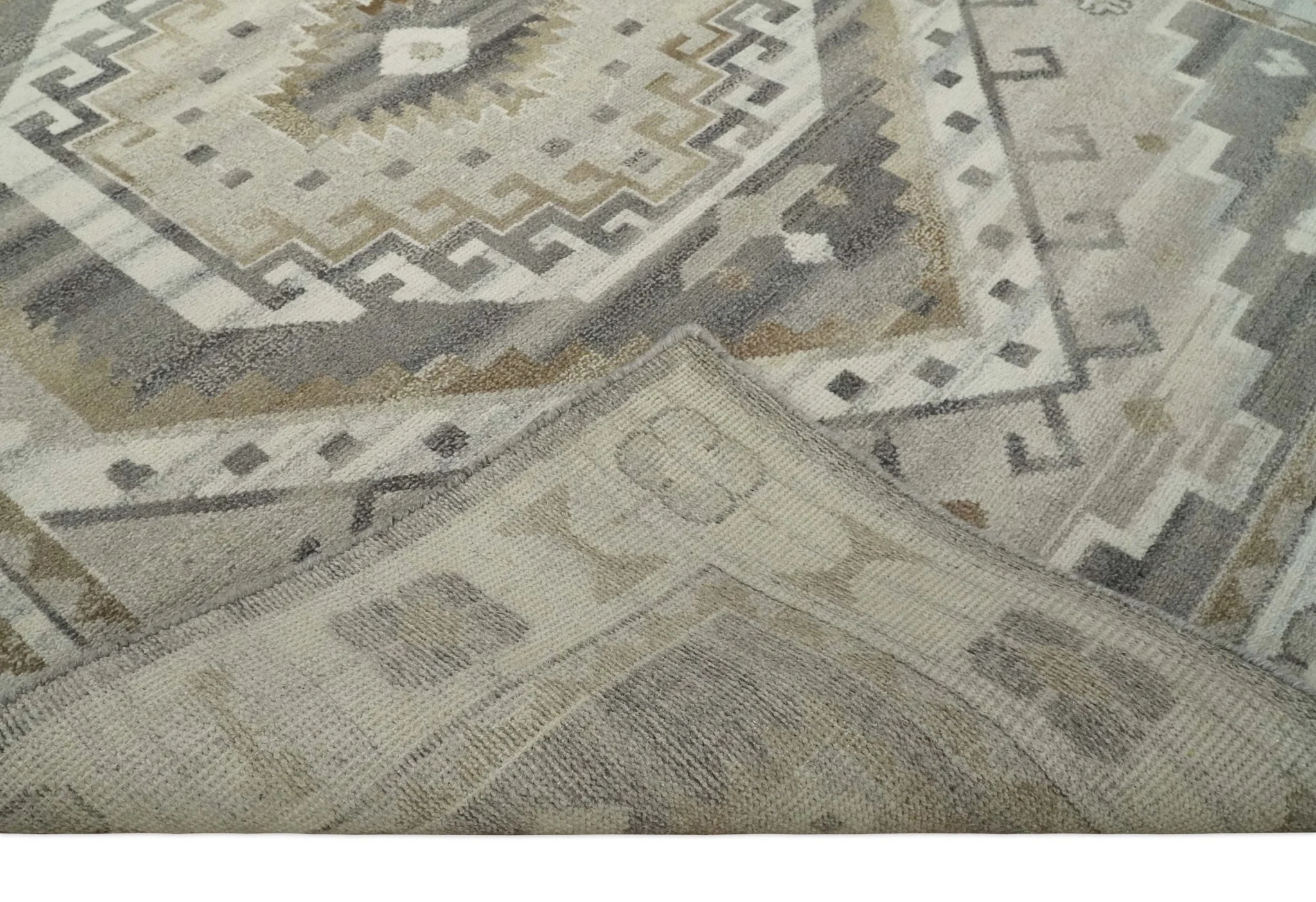Hand Knotted Ivory, Charcoal and Beige Traditional Medallion Natural Wool Custom Made Area Rug, Kids, Living Room and Bedroom Rug - Image 8
