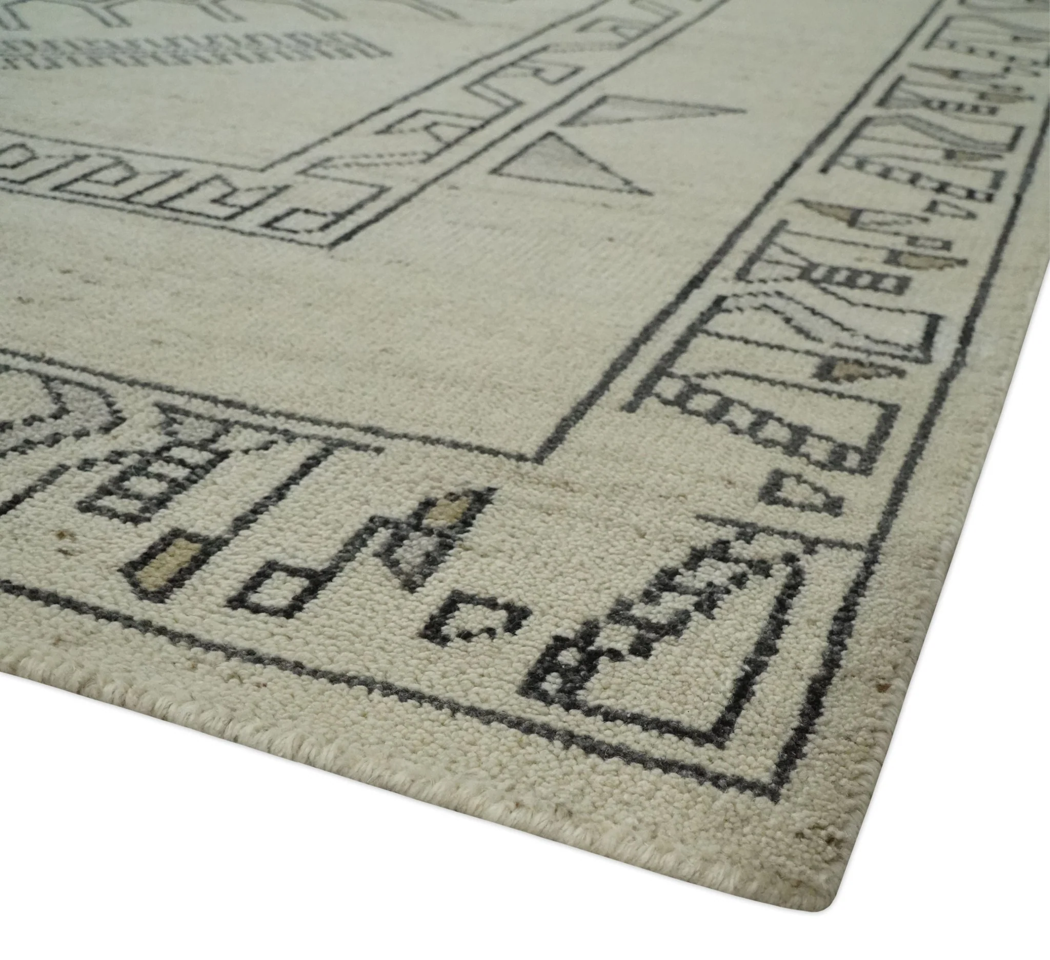 Natural Wool Hand Knotted Ivory, Beige and Black Traditional Heriz Serapi Wool Multi Size wool Area Rug, Kids, Living Room and Bedroom Rug - Image 5