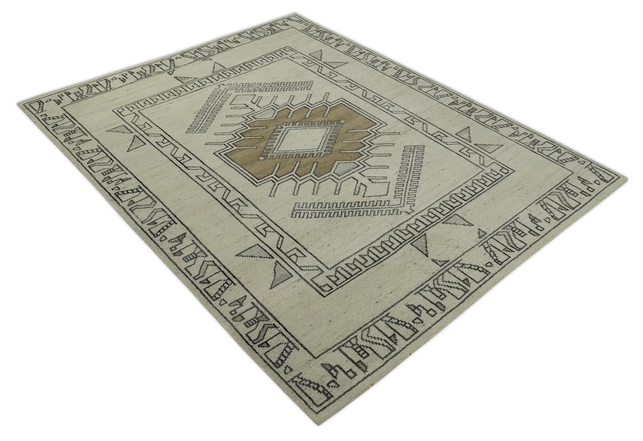 Natural Wool Hand Knotted Ivory, Beige and Black Traditional Heriz Serapi Wool Multi Size wool Area Rug, Kids, Living Room and Bedroom Rug - Image 9