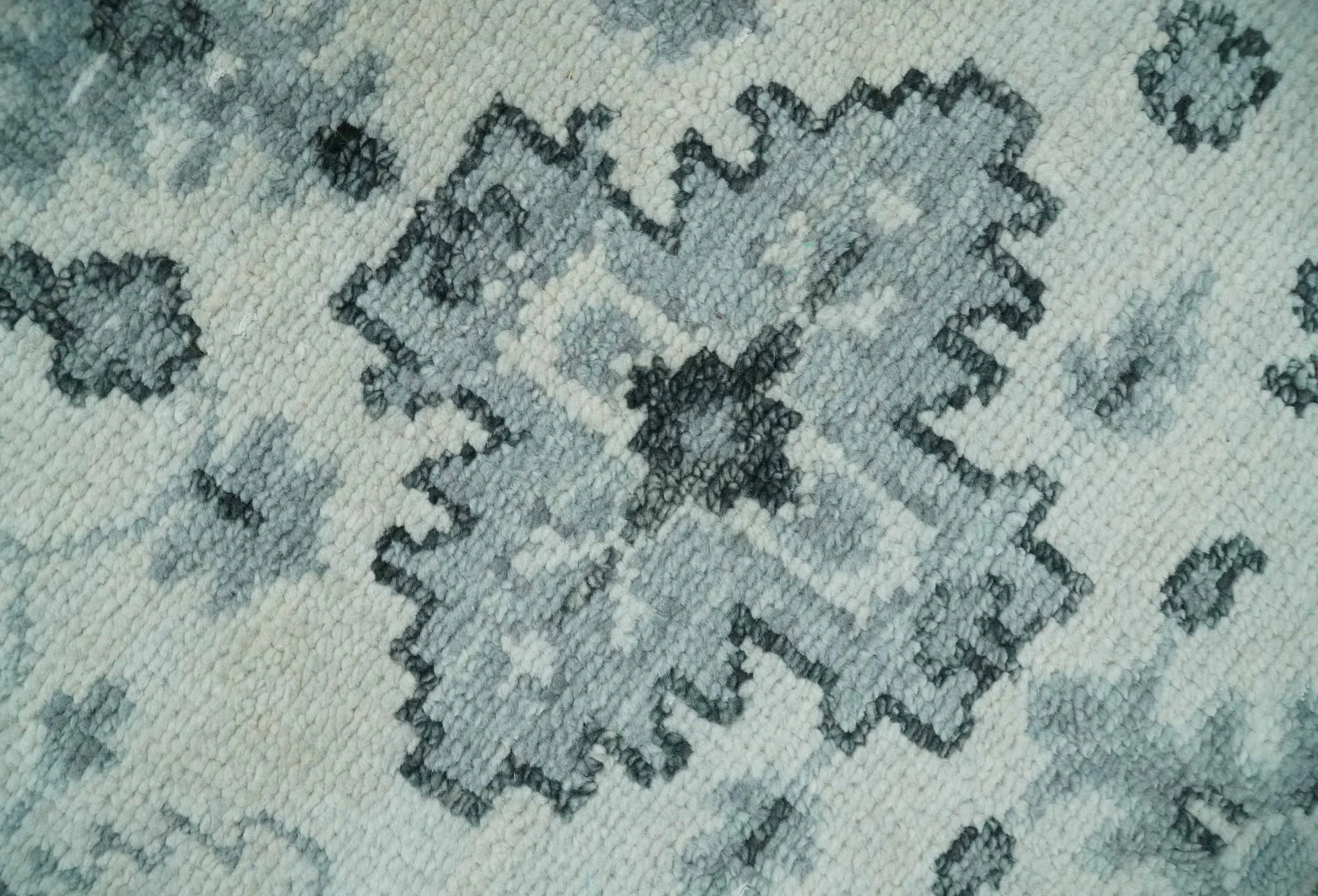 Hand Knotted Multi size Ivory, Silver and Charcoal Antique Turkish  Oushak Wool Area Rug - Image 4