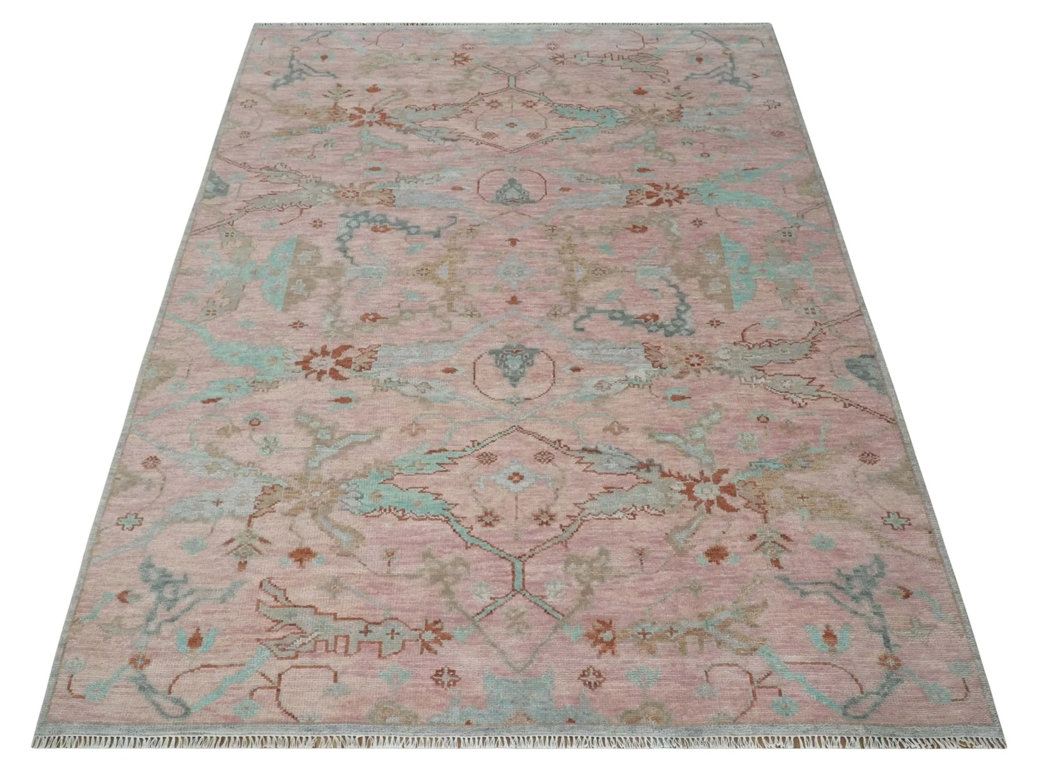 Hand Knotted Light Pink Oriental Oushak Multi Size Traditional Wool Area Rug, Living Room and Bedroom Rug - Image 10