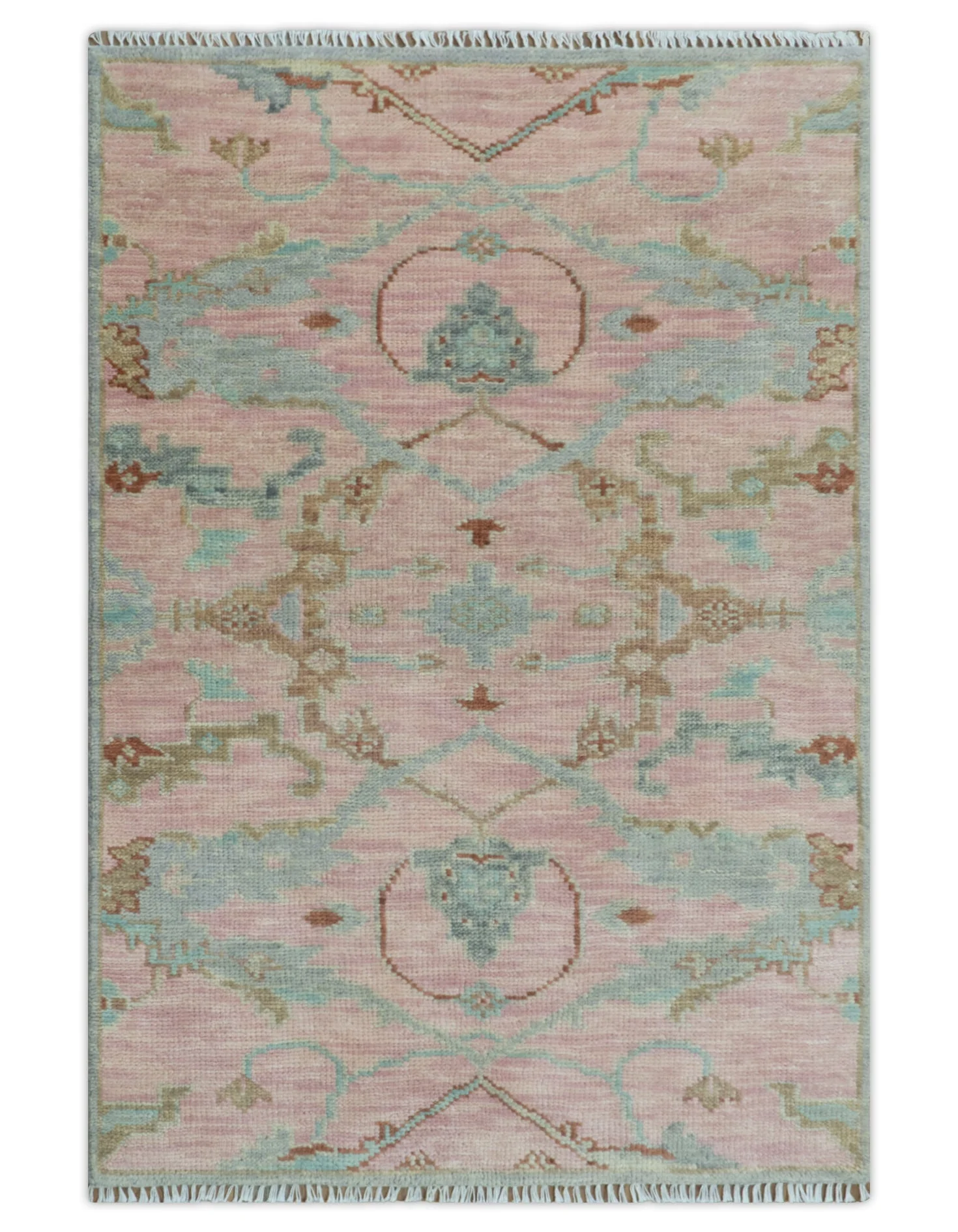 Hand Knotted Light Pink Oriental Oushak Multi Size Traditional Wool Area Rug, Living Room and Bedroom Rug - Image 12