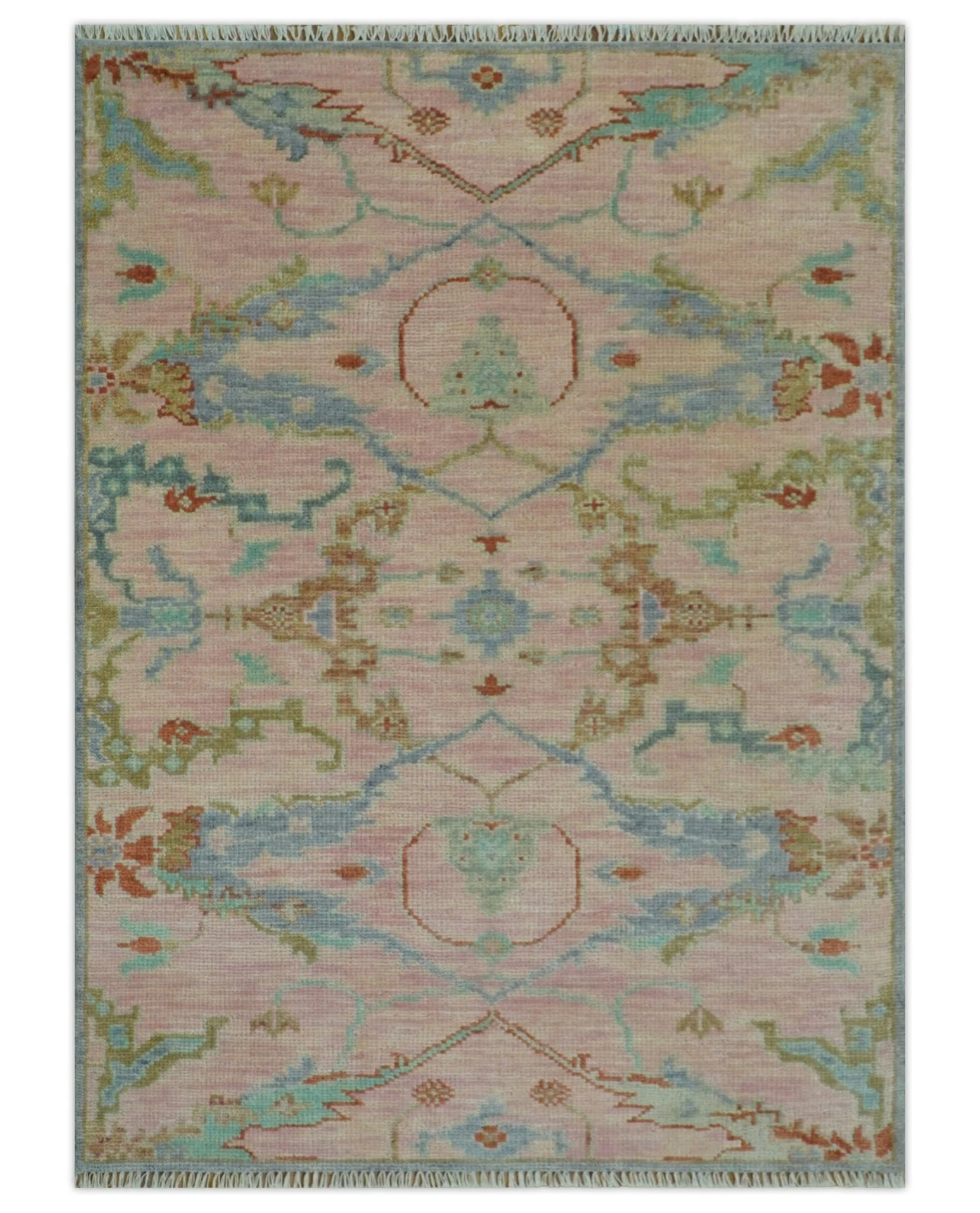 Hand Knotted Light Pink Oriental Oushak Multi Size Traditional Wool Area Rug, Living Room and Bedroom Rug - Image 13