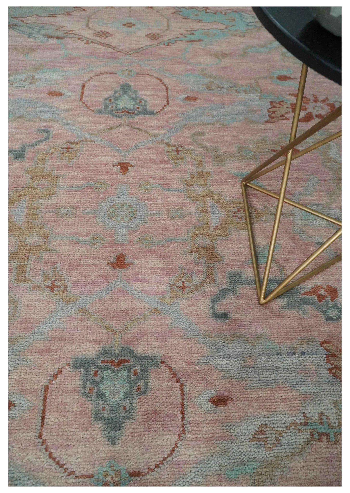 Hand Knotted Light Pink Oriental Oushak Multi Size Traditional Wool Area Rug, Living Room and Bedroom Rug - Image 2