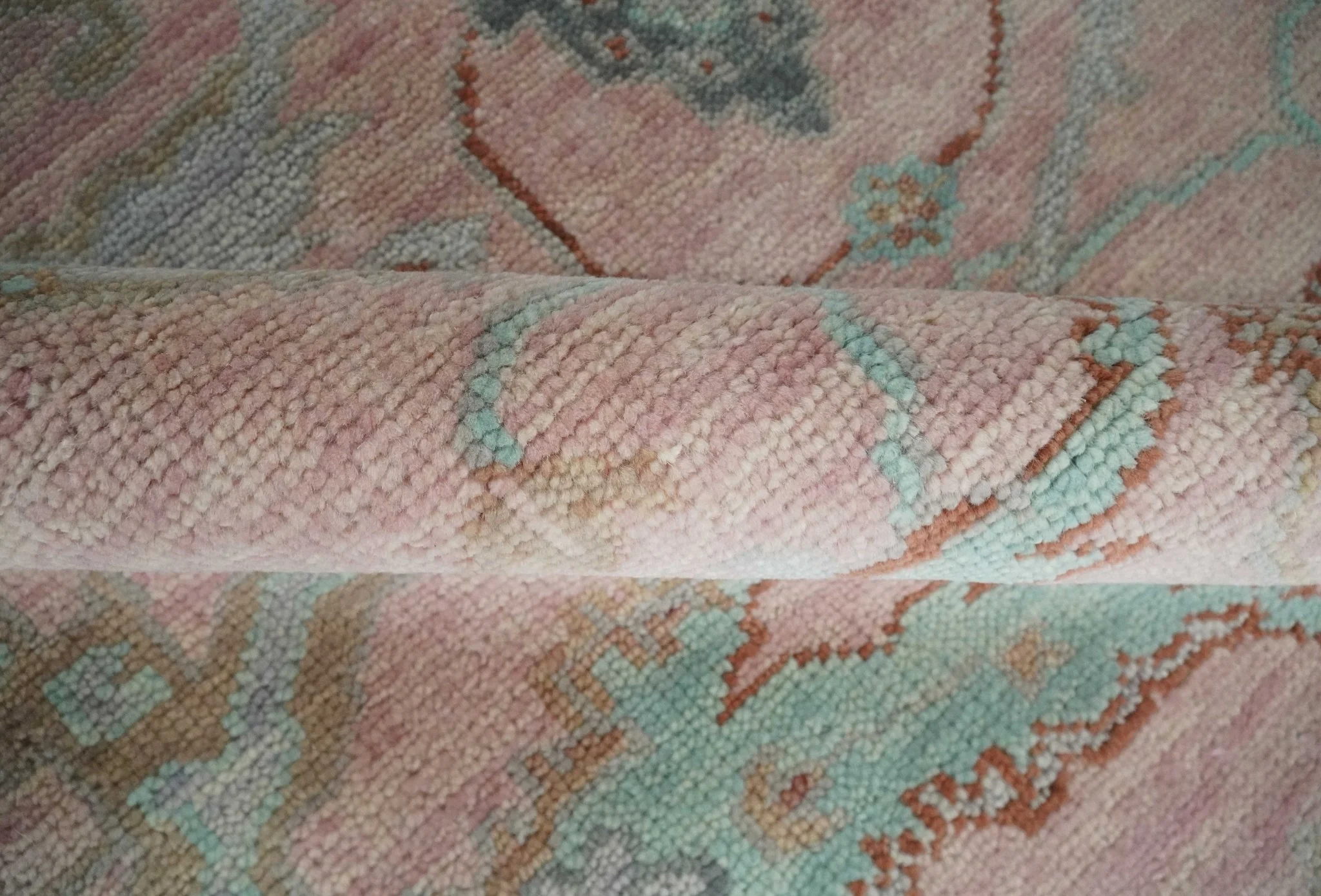 Hand Knotted Light Pink Oriental Oushak Multi Size Traditional Wool Area Rug, Living Room and Bedroom Rug - Image 6