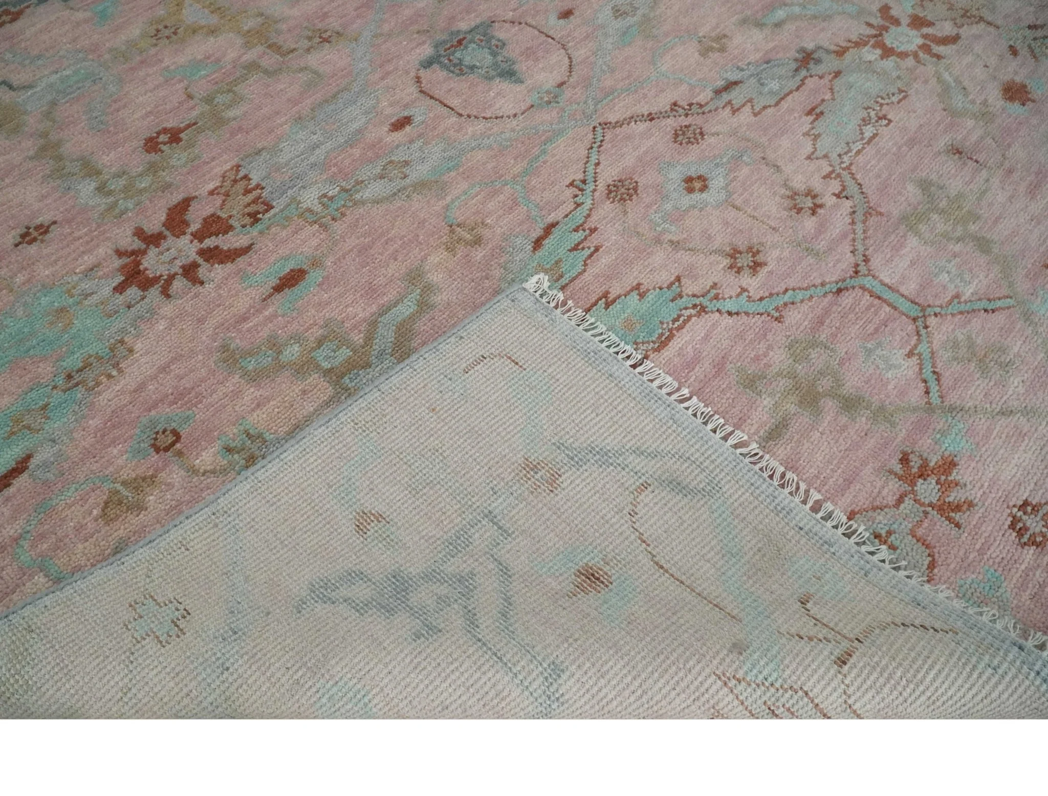 Hand Knotted Light Pink Oriental Oushak Multi Size Traditional Wool Area Rug, Living Room and Bedroom Rug - Image 7