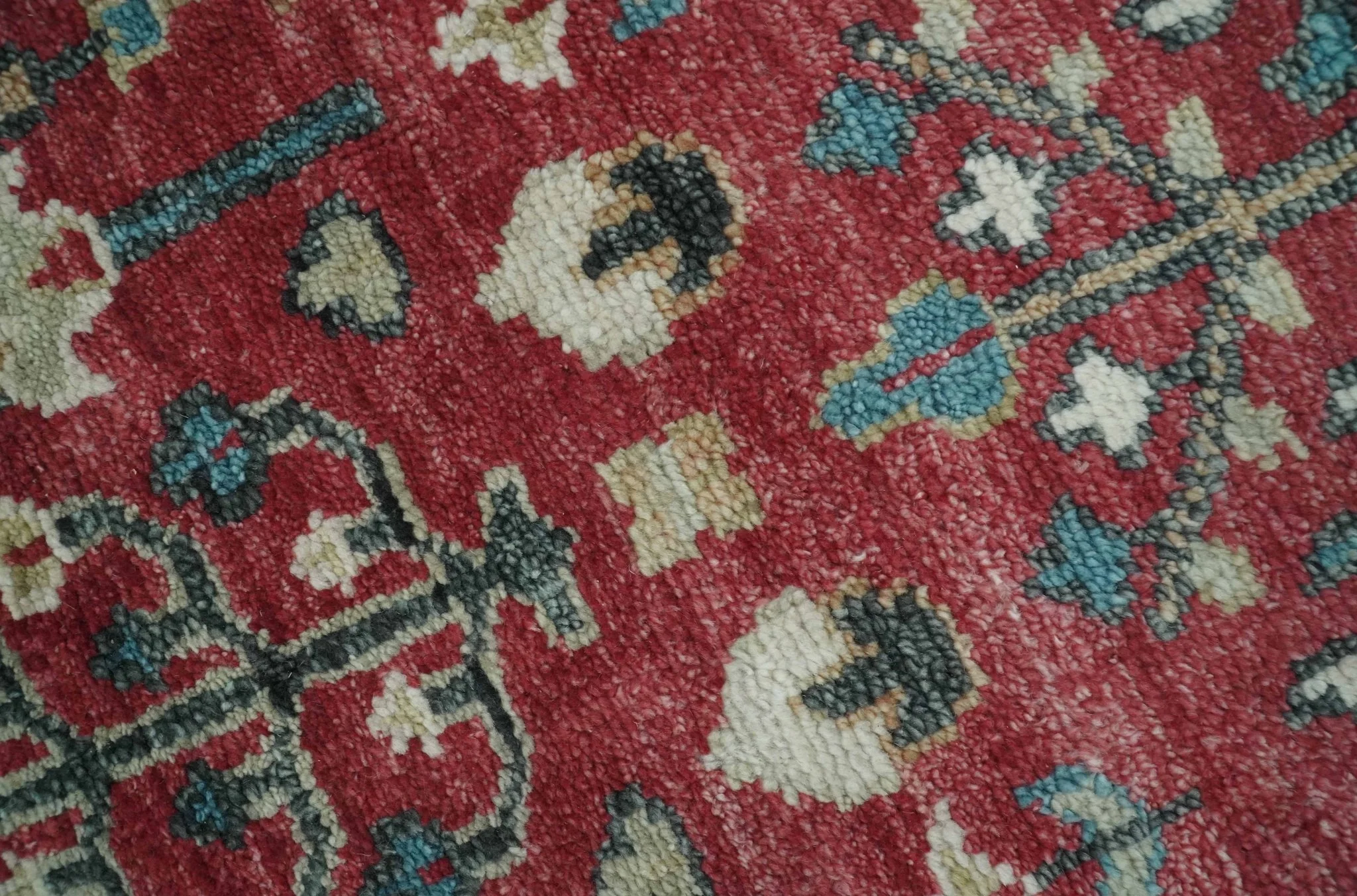 Custom Made Tree of Life Hand Knotted Maroon and Blue Traditional Wool area Rug - Image 4