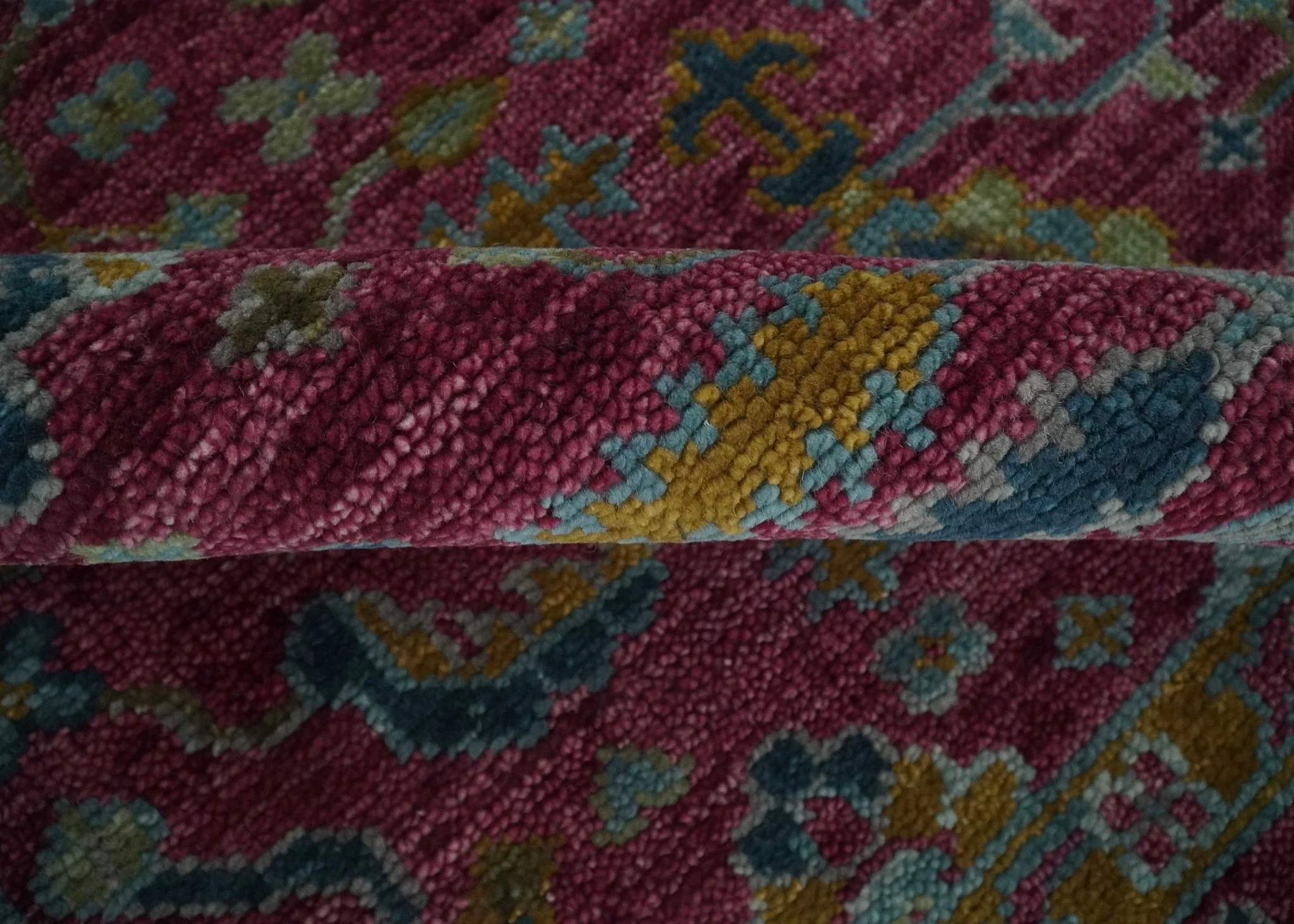 Hand Knotted Maroon and Gold Traditional Antique Style Wool Area Rug - Image 6