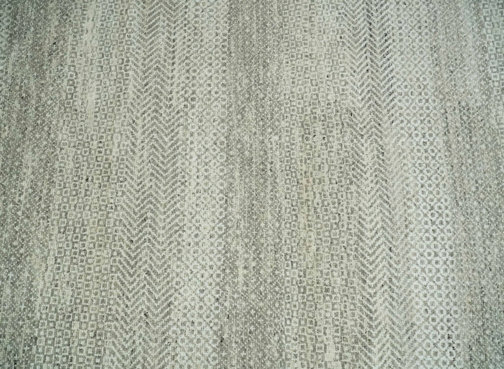 Hand Knotted Modern Geometric Trellis Scandinavian 8x10 Beige, and Ivory Wool Area Rug - Image 9