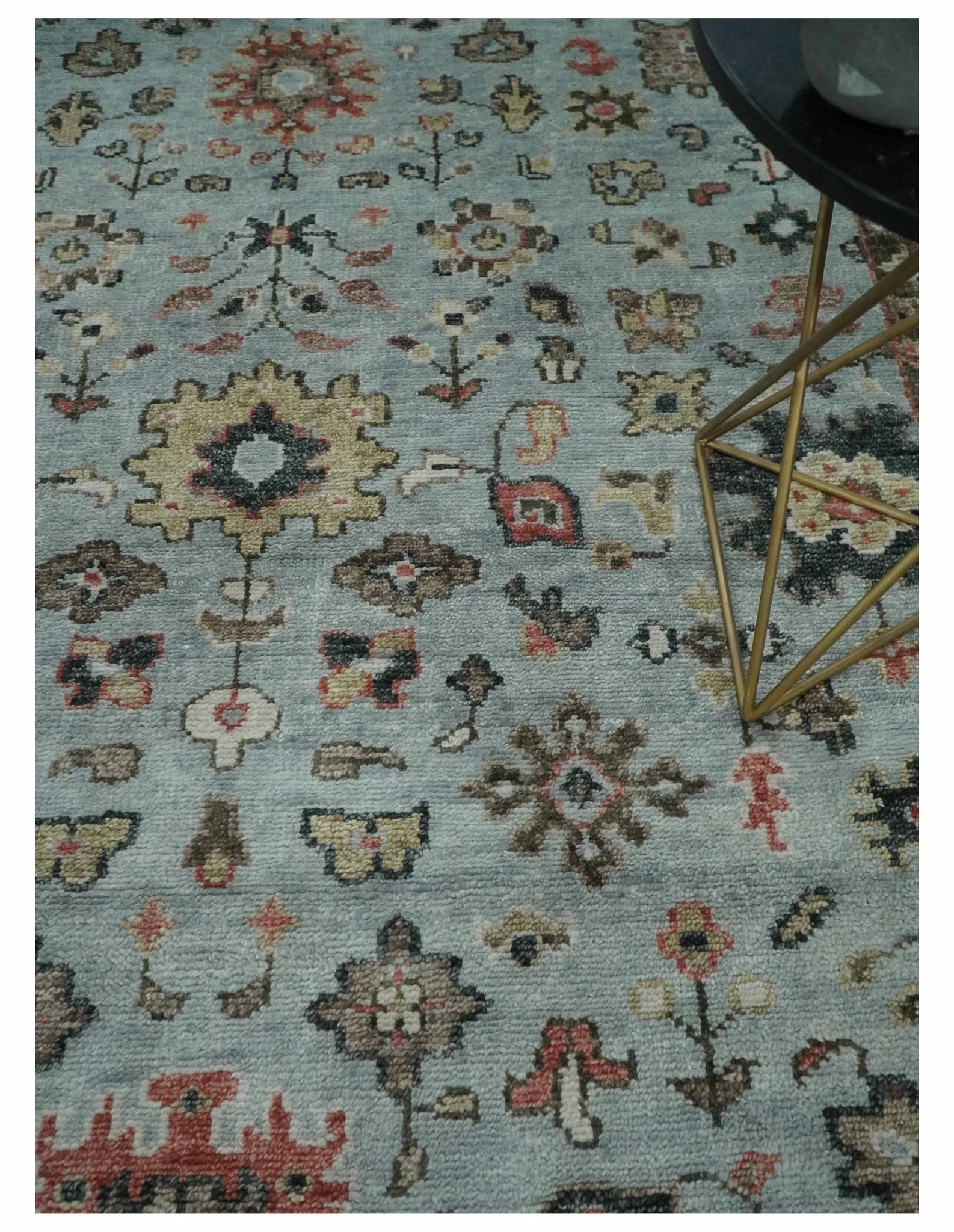 Made to Order Wool Traditional Silver and Olive  Hand knotted Oushak Area Rug - Image 2