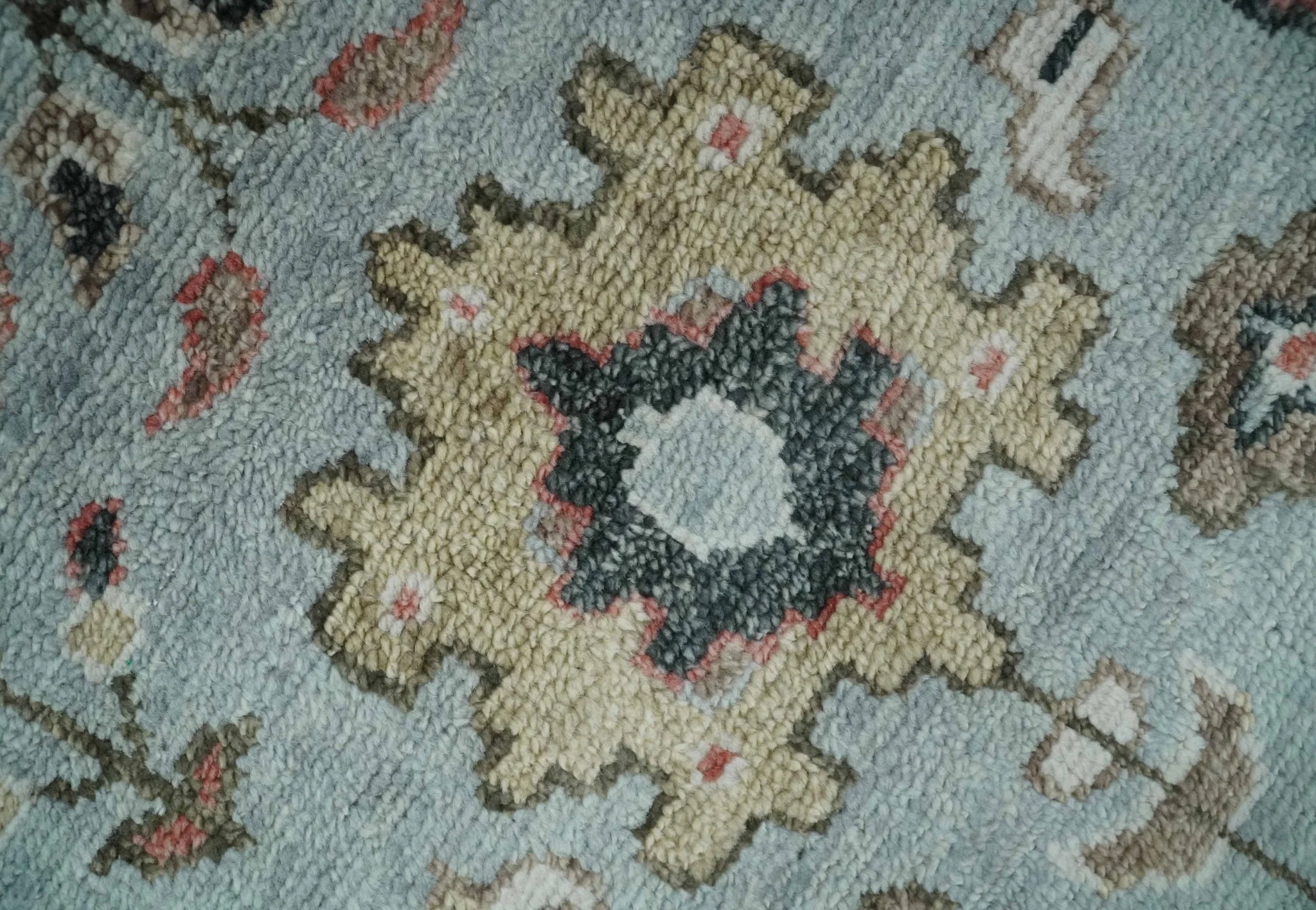 Made to Order Wool Traditional Silver and Olive  Hand knotted Oushak Area Rug - Image 4