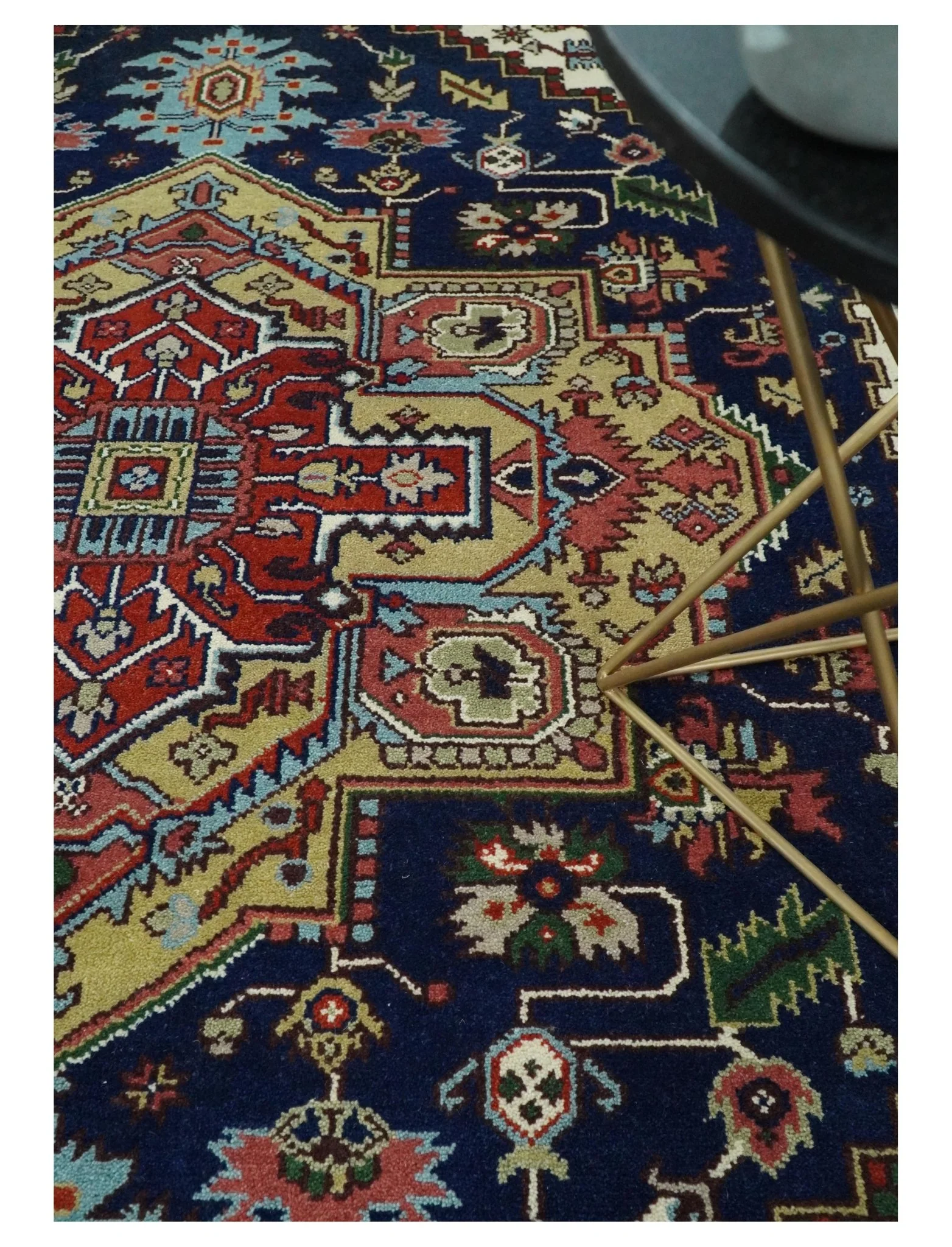 Custom Made Hand Knotted Multi Size Large Olive, Blue, Ivory and Rust Traditional Wool Rug - Image 2