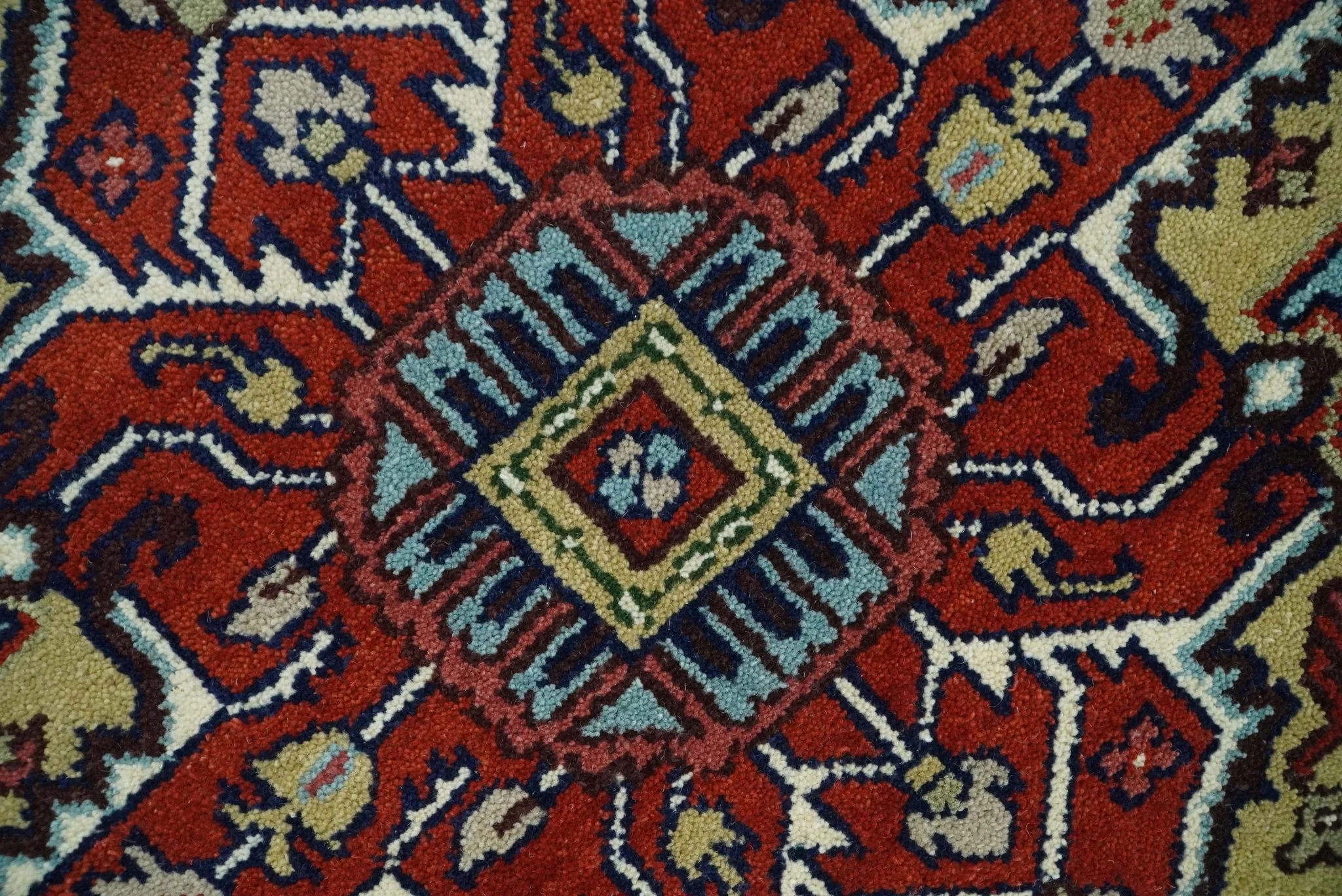 Custom Made Hand Knotted Multi Size Large Olive, Blue, Ivory and Rust Traditional Wool Rug - Image 4