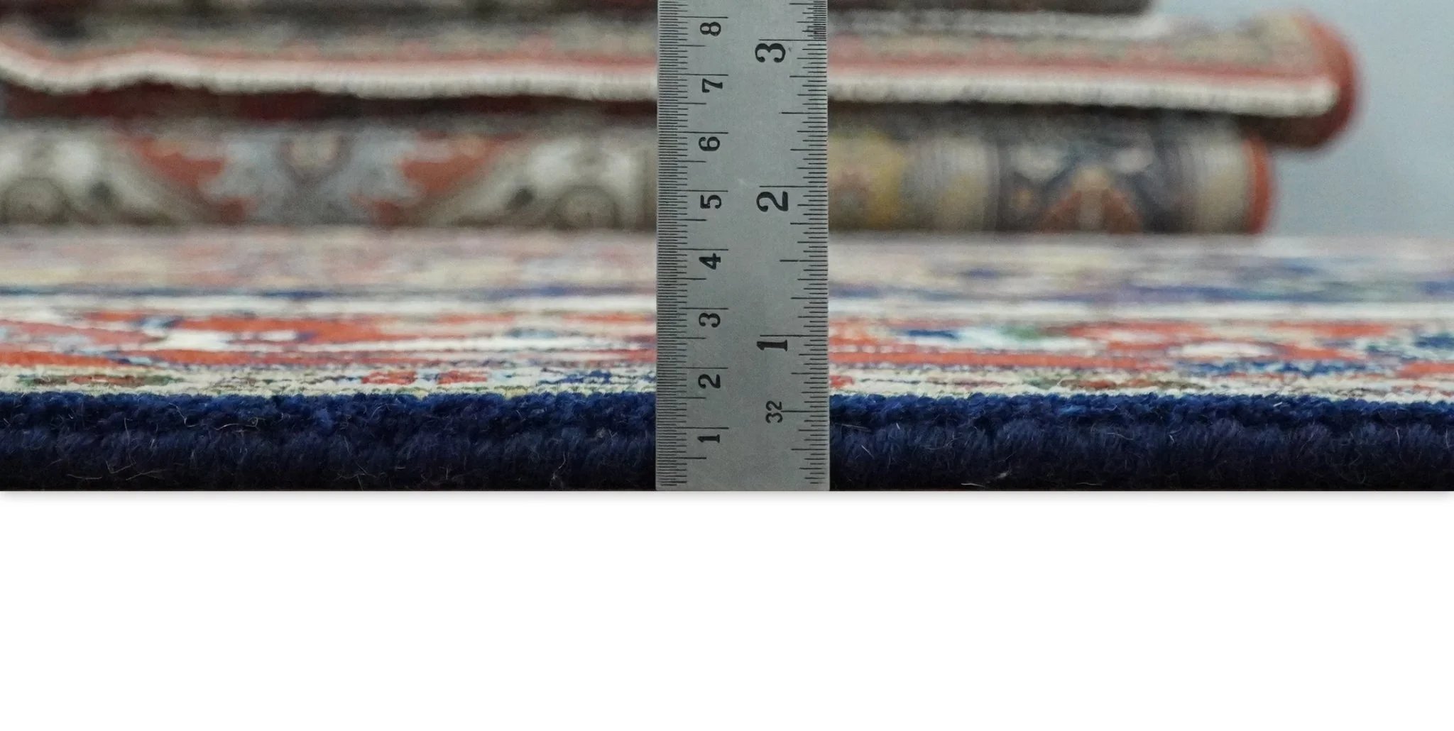 Custom Made Hand Knotted Multi Size Large Olive, Blue, Ivory and Rust Traditional Wool Rug - Image 8