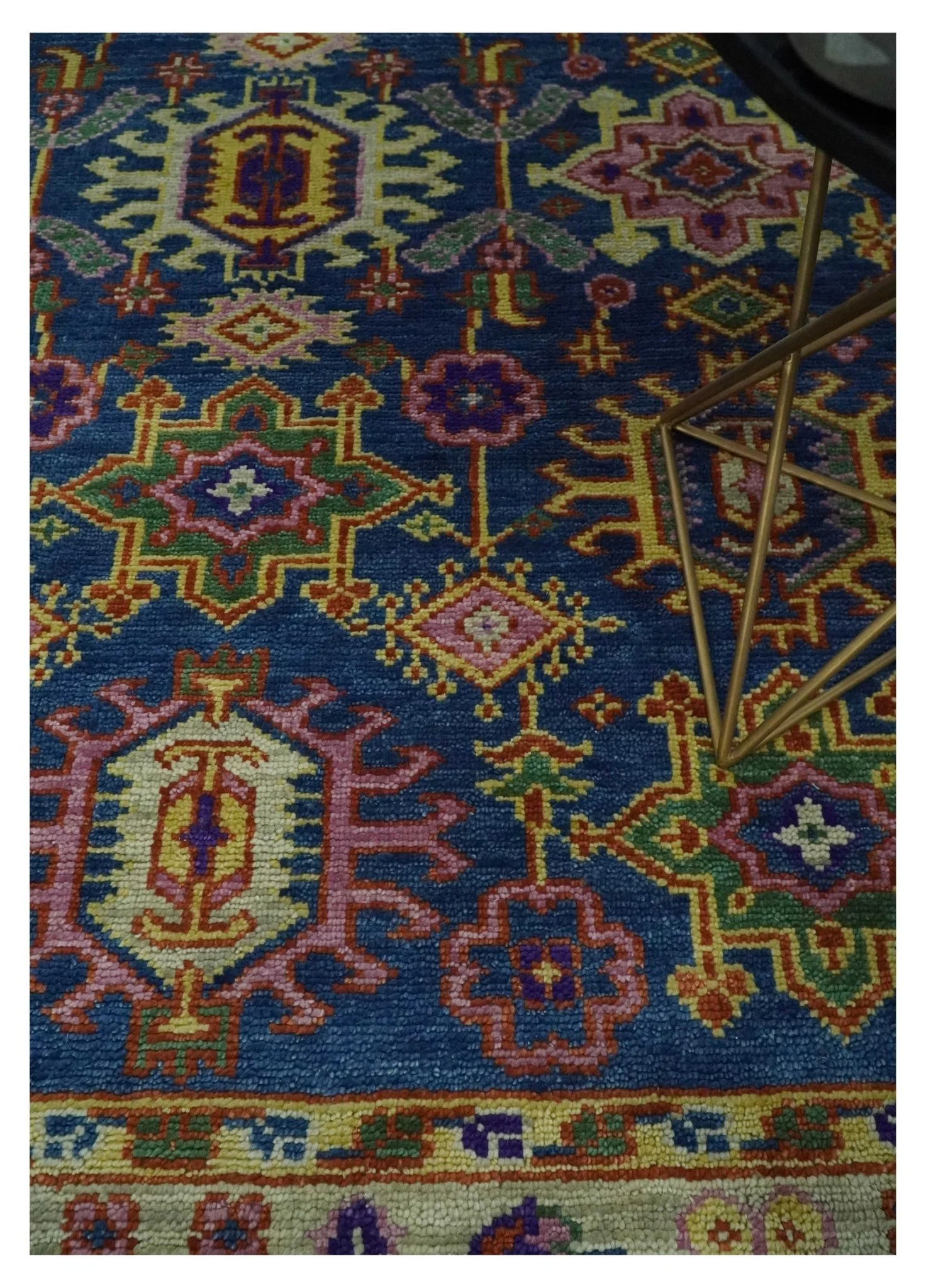Blue and Beige Traditional Turkish Design Wool Hand Knotted Multi Sizes Area Rug - Image 2