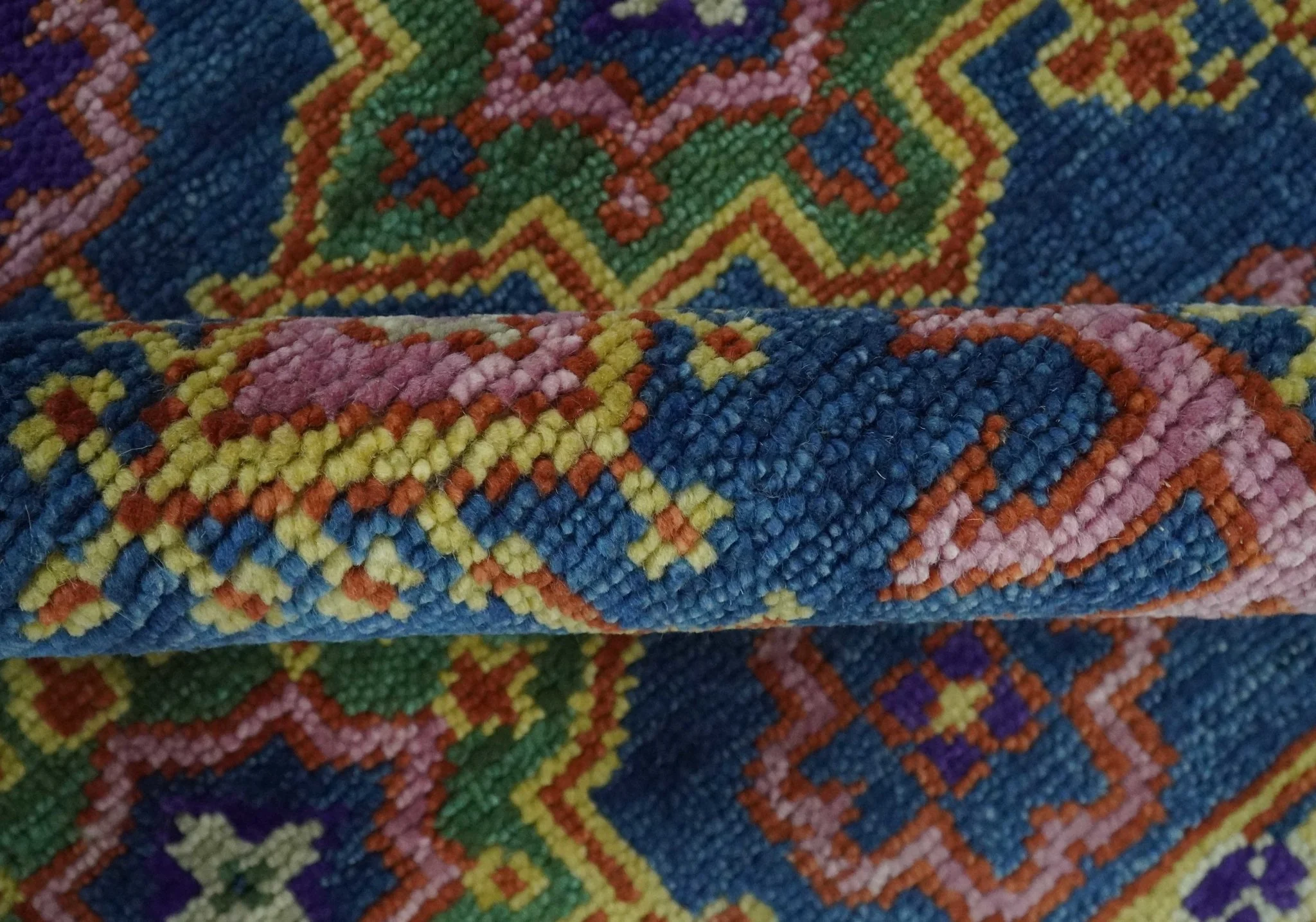 Blue and Beige Traditional Turkish Design Wool Hand Knotted Multi Sizes Area Rug - Image 6