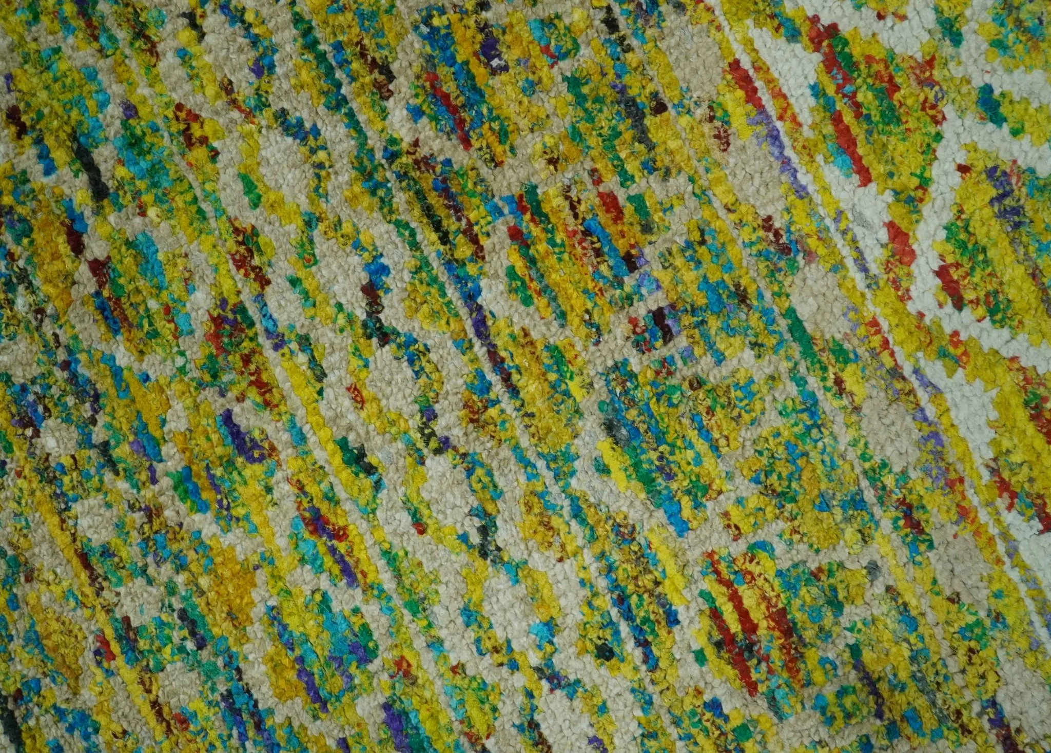 5.6x8.6 Hand Knotted Mustard, Teal and Ivory Southwestern Tribal Trellis wool Rug - Image 5