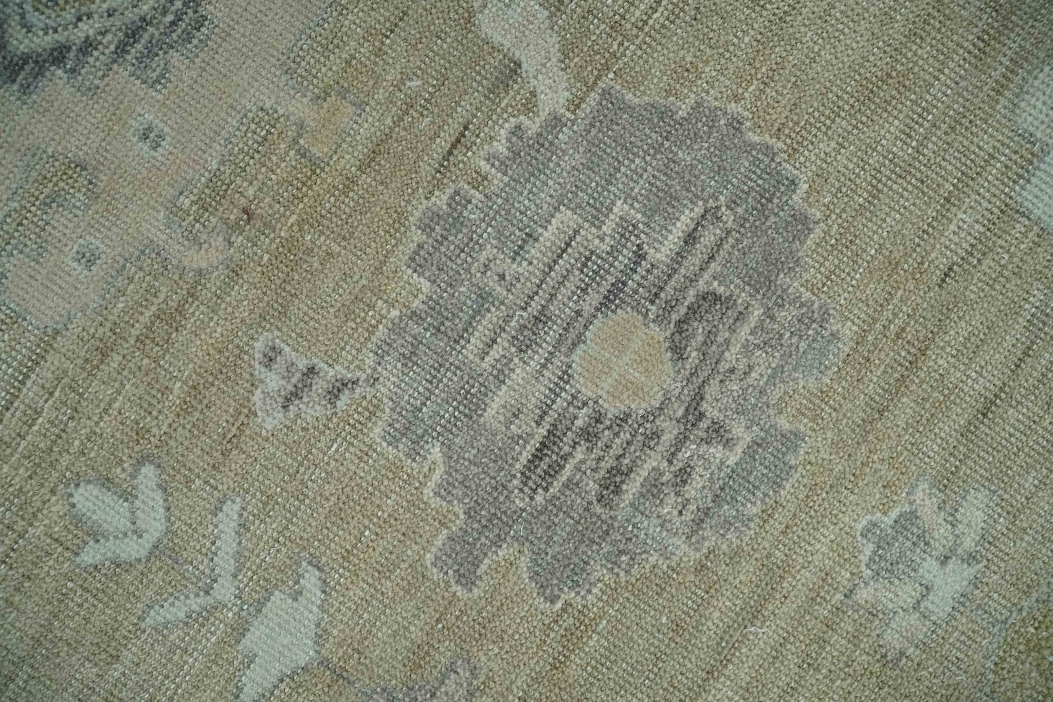 Vintage Style Antique Finish Hand Knotted Camel, Ivory and Charcoal Traditional Oushak Multi Size Wool Area Rug - Image 4