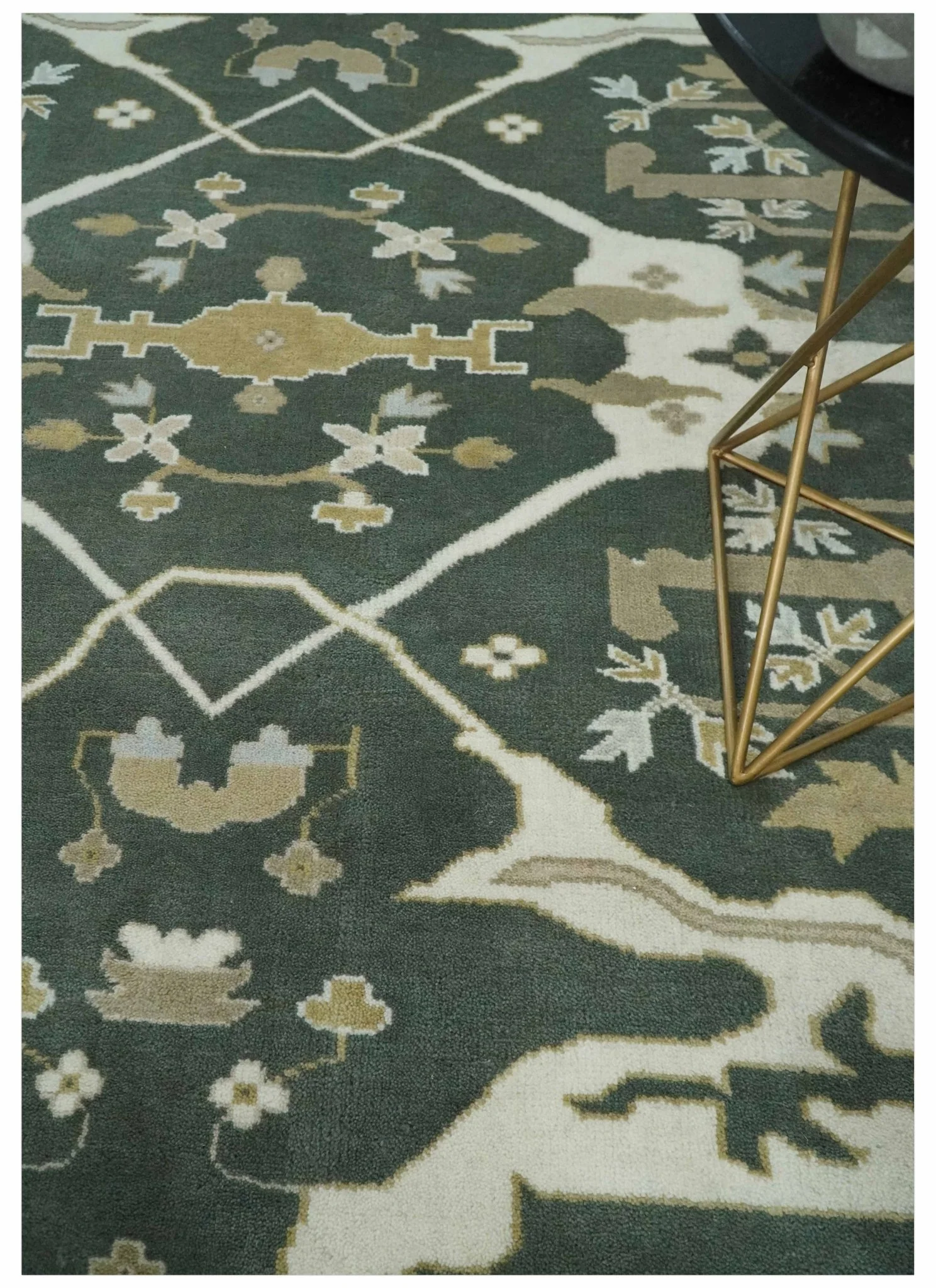 Custom Made Emerald Green Fine Hand knotted Wool Traditional Oushak Area Rug - Image 2