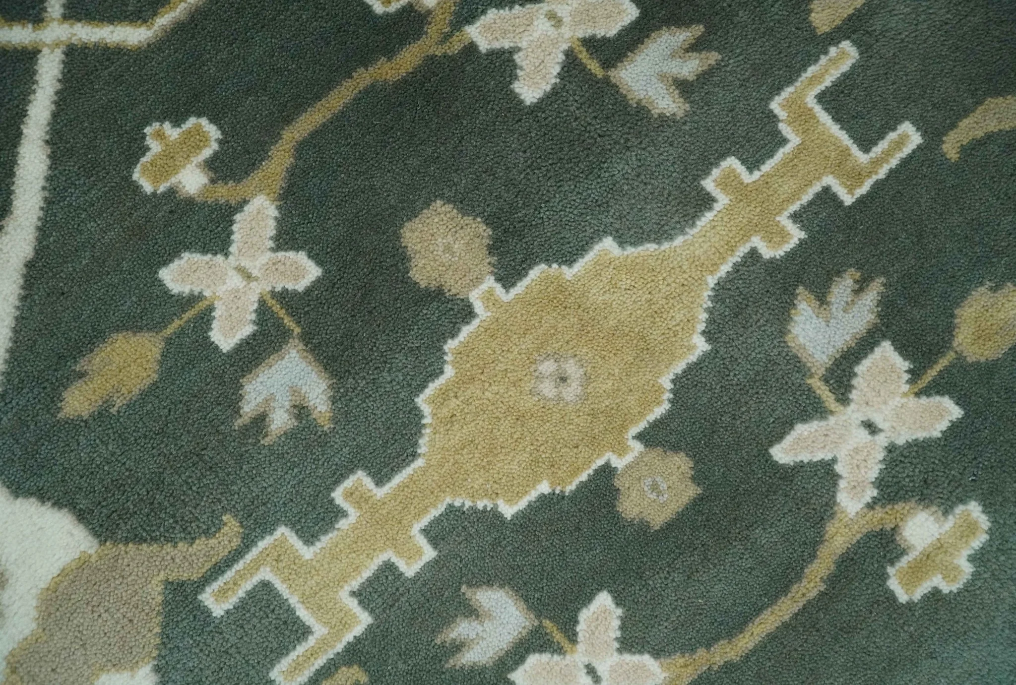 Custom Made Emerald Green Fine Hand knotted Wool Traditional Oushak Area Rug - Image 4